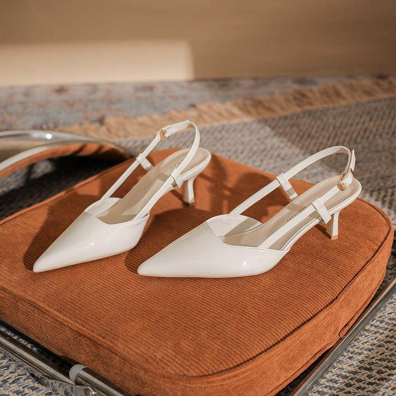 Stylish Faux Leather Pointy Stiletto Mid Heel Sandals for Women - Comfortable & Fashionable Dress Shoes for Parties, Weddings & Evening Events