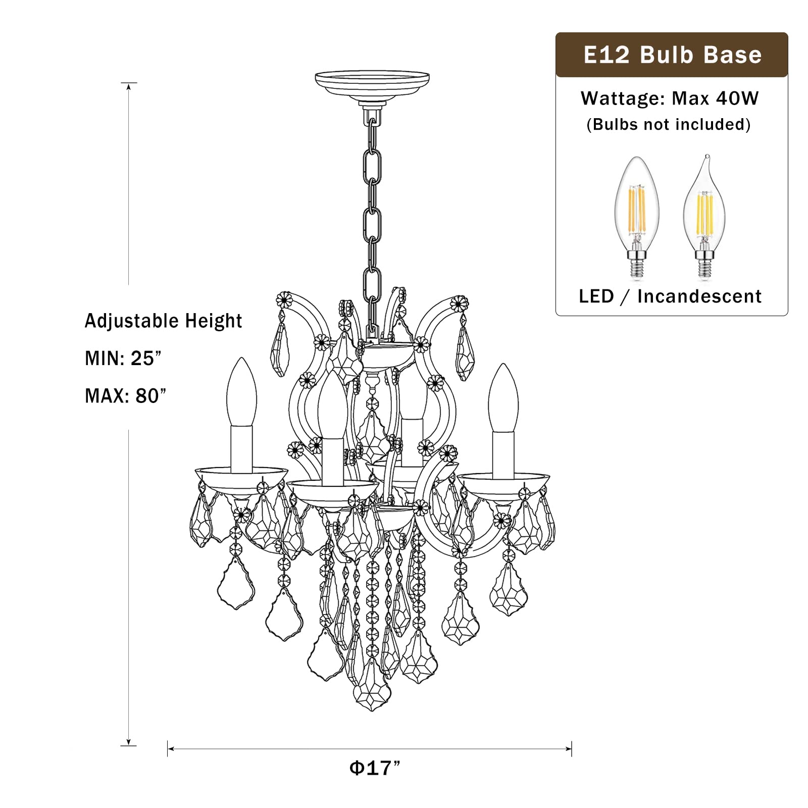Elegant Modern Crystal Chandelier Lighting - Small Crystal Pendant Light Fixture for Dining Room, Bedroom, Hallway, Kitchen Island, Bathroom & Closet | Perfect for Girls Room Decor, Home Renovation & Interior Design Upgrade