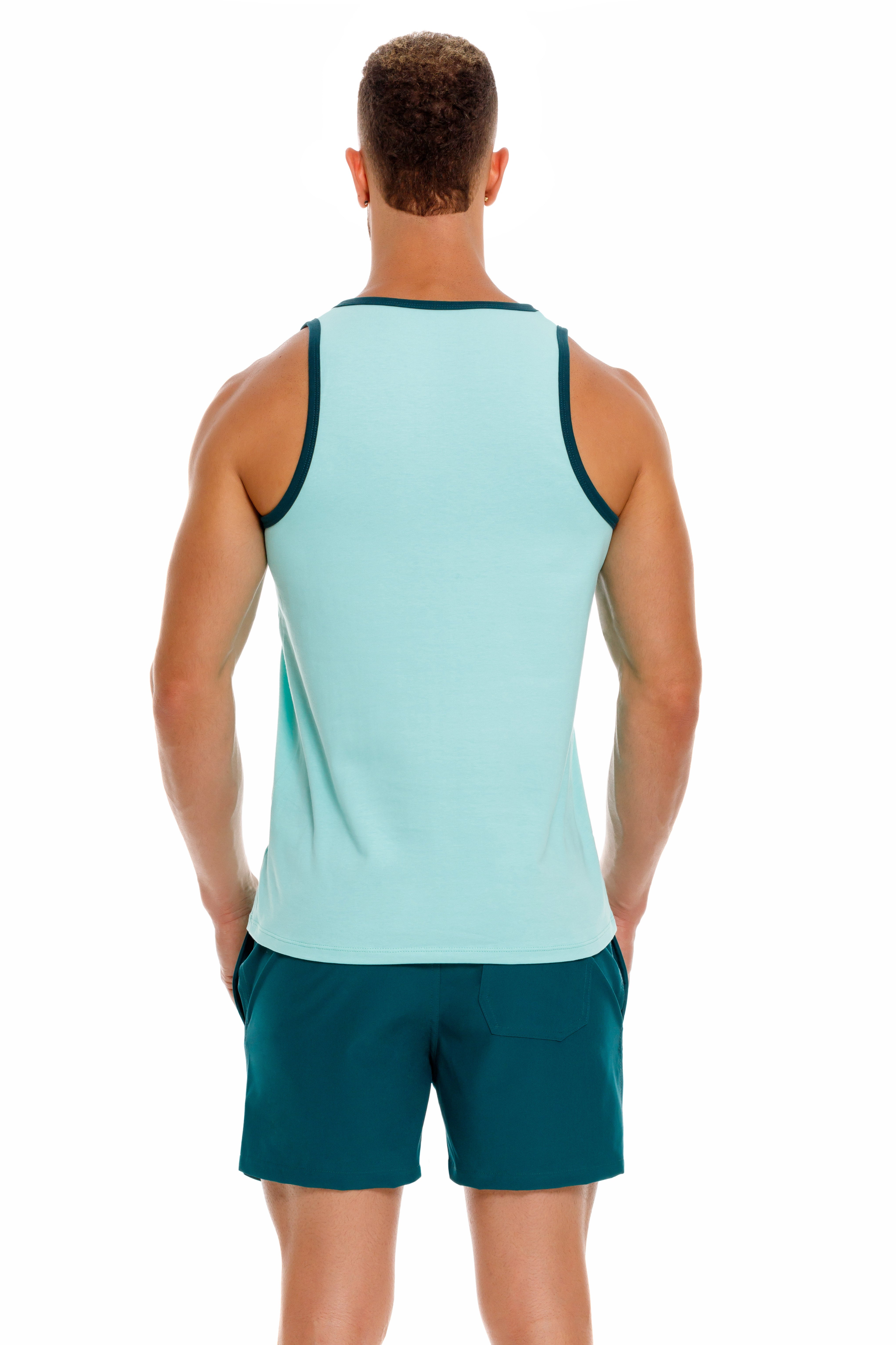 JOR Brixton Slim Fit Cotton Tank Top for Men - Lightweight & Breathable Green Casual Shirt for Summer, Gym, and Outdoor Activities