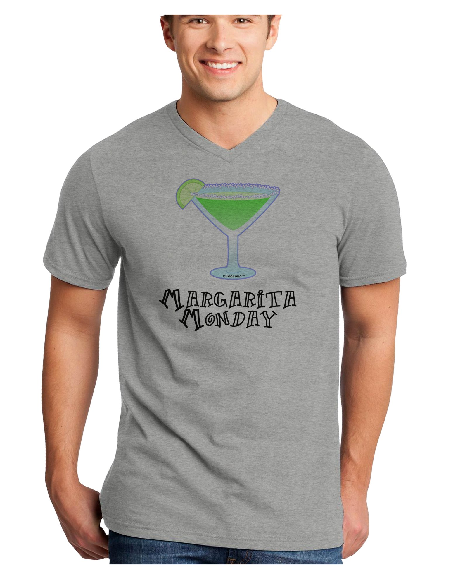 TOOLOUD Margarita Monday Design - Pop Culture V-Neck T-Shirt for Women & Men | Funny Drinking Tee for Cocktail Parties, Bar Hopping & Weekend Hangouts