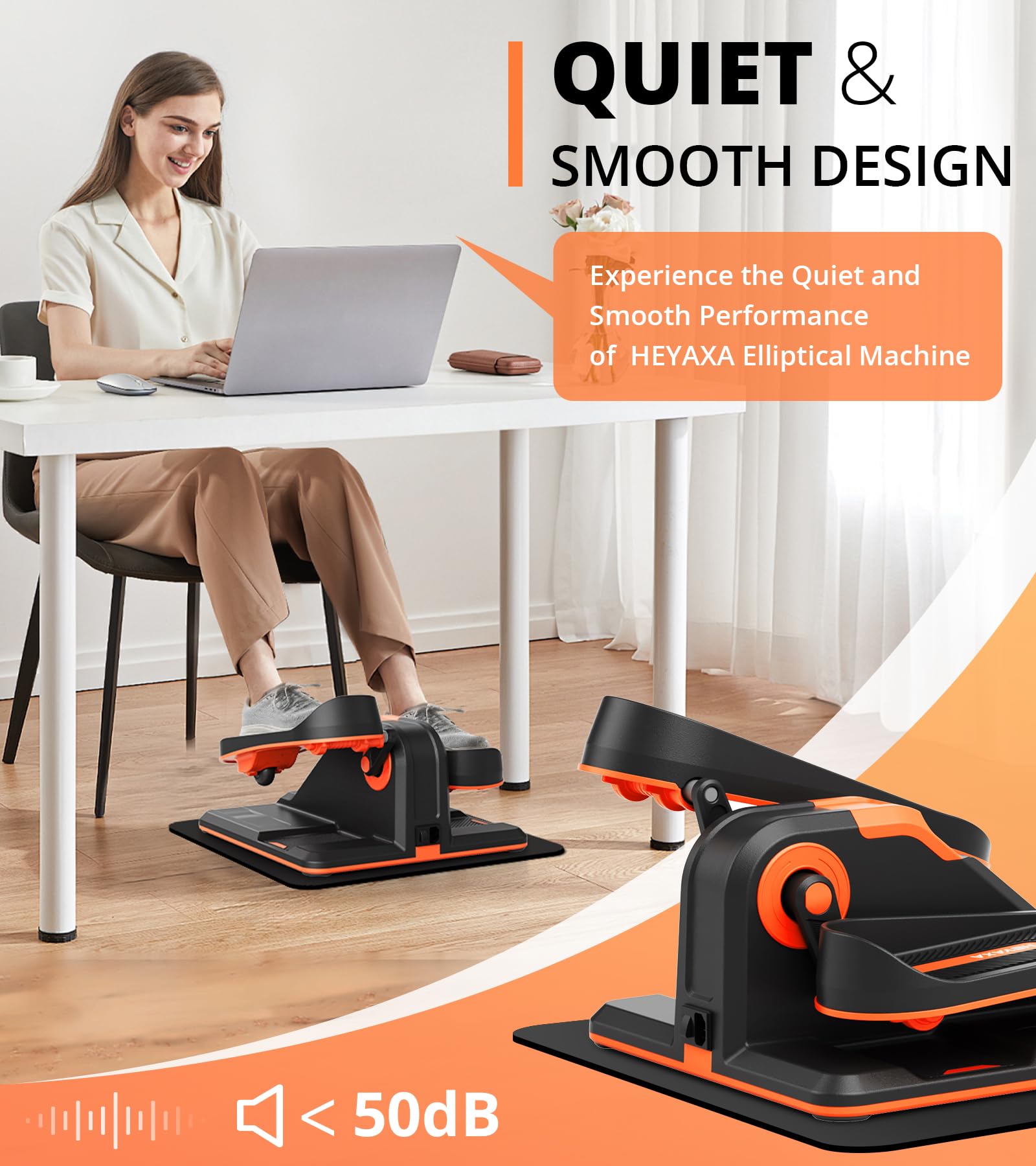 Under Desk Elliptical Machine - Quiet Electric Leg Exerciser for Seniors & Adults, Portable Mini Elliptical with LCD Display & Remote Control - Home Office Workout Equipment for Sitting Fitness, Circulation Boost & Weight Loss