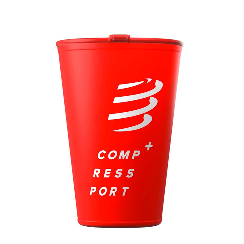 Compressport Fast Cup Running Water Bottle - Lightweight & Leak-Proof Hydration for Runners, Cycling & Outdoor Sports (Red)