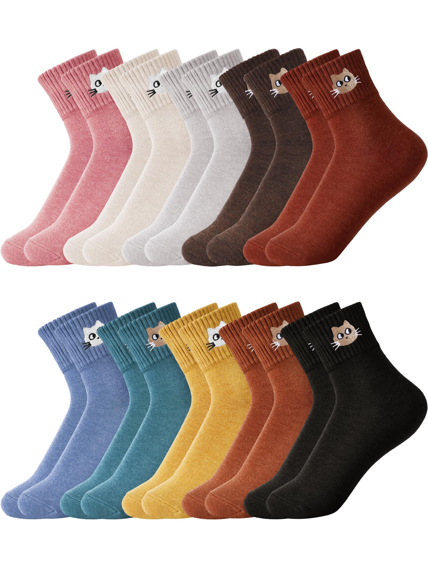 Eurzom 10 Pairs Women's Cotton Crew Socks - Lightweight & Cute for Daily Wear