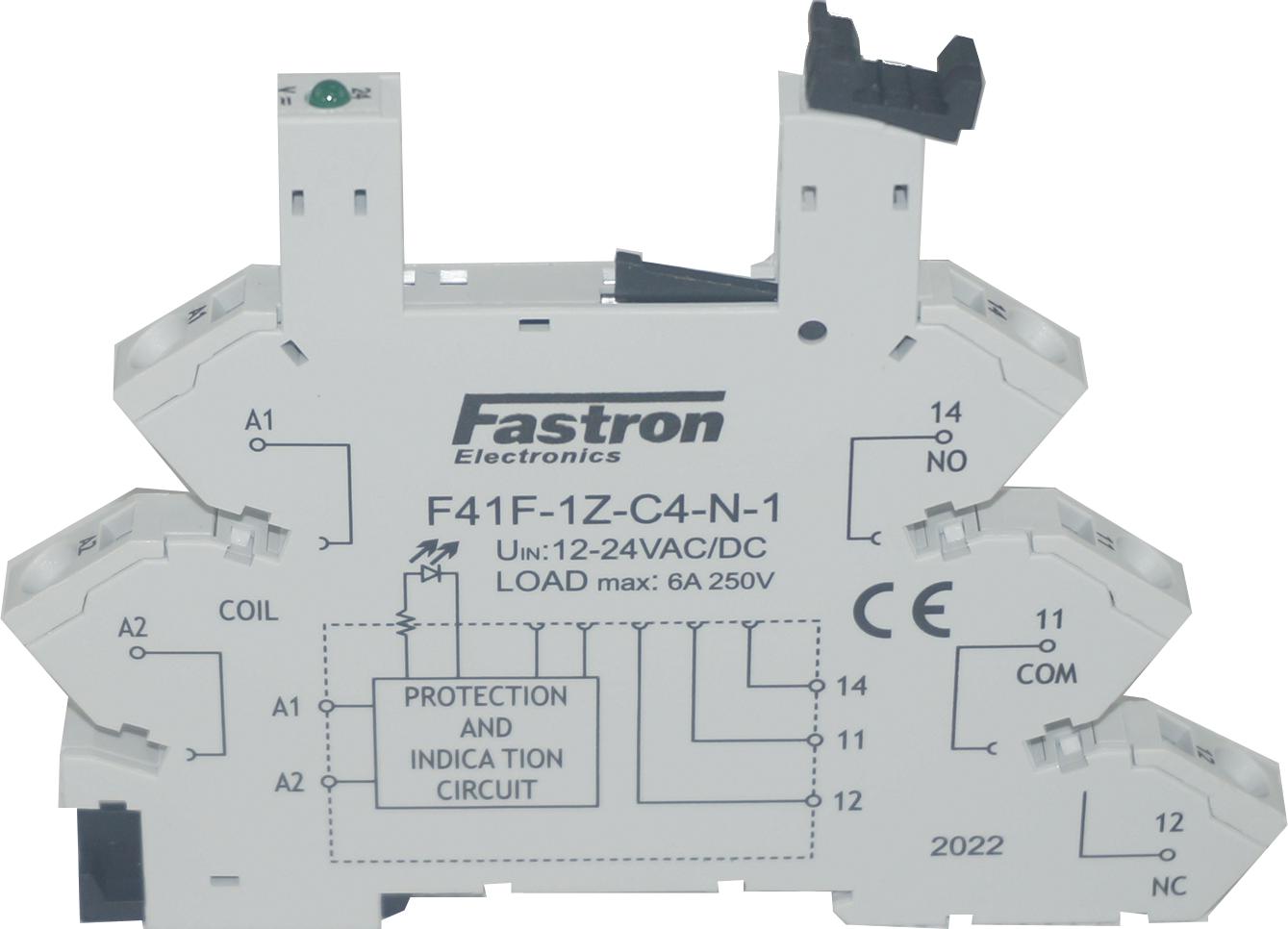 F41F 1Z C4 4 240VAC Slimline Socket with Spring Terminals - Compatible with 220/240VAC Coil F41F Series Slim Relays | Ideal for Industrial Control Panels & Automation Systems