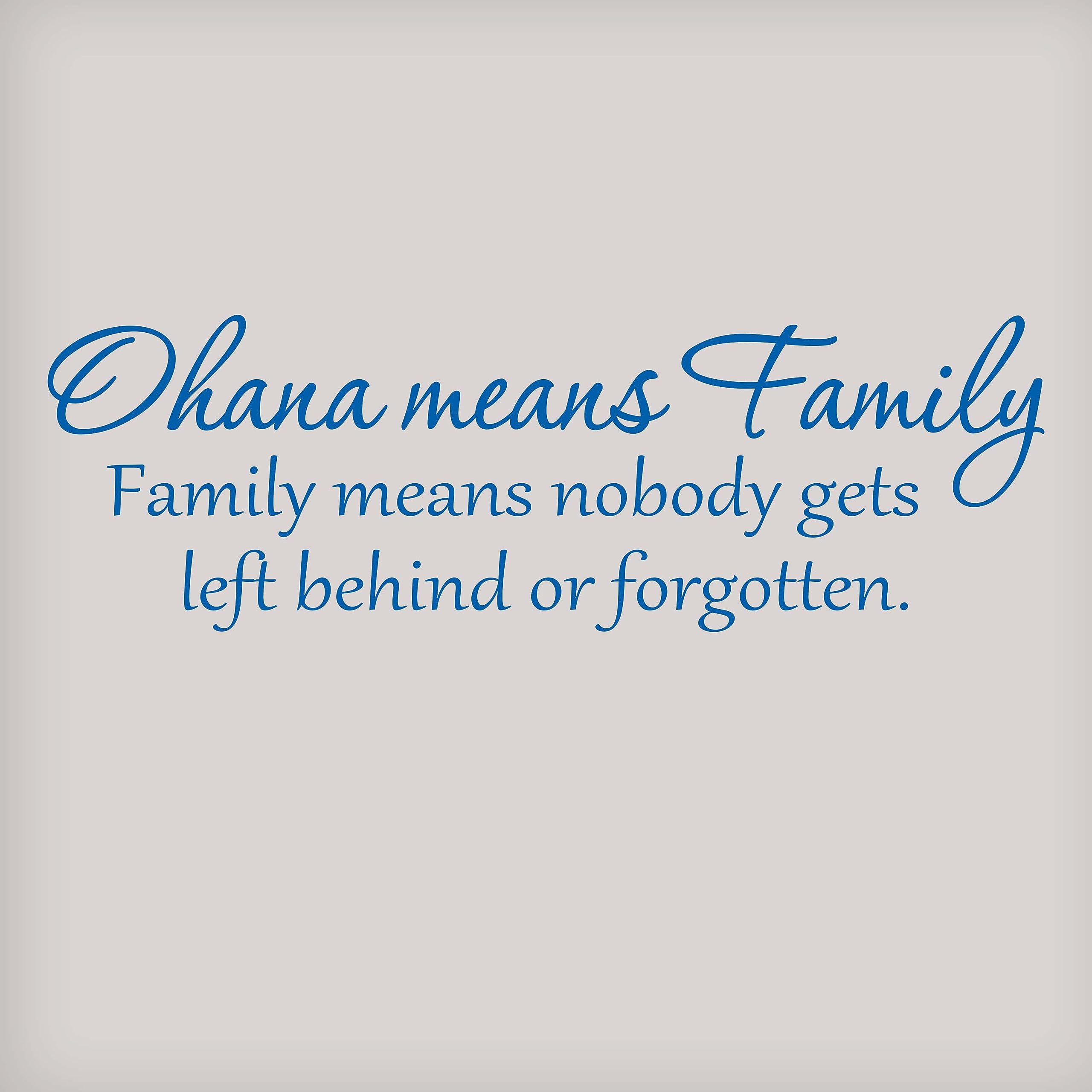 Ohana Means Family Wall Decal - Lilo & Stitch Disney Quote Vinyl Sticker for Kids Room, Nursery, Bedroom Decor - Blue Wall Art for Home & Office
