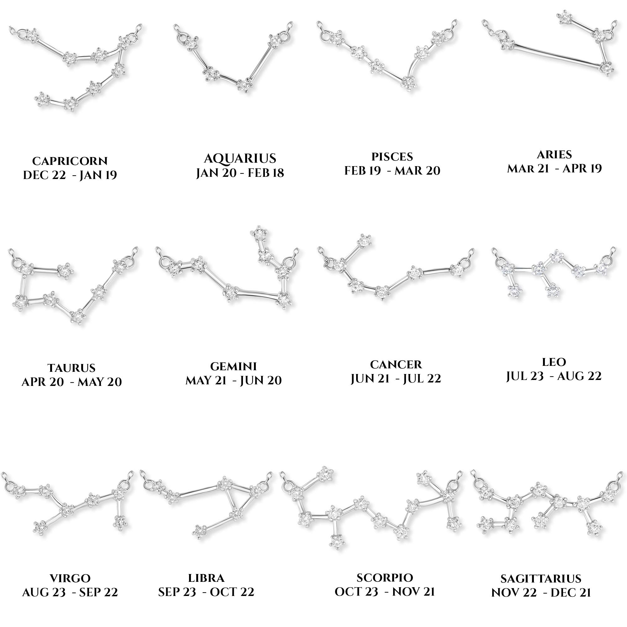925 Sterling Silver Zodiac Constellation Necklace - Personalized Astrology Jewelry Gift for Women - Choose Your Star Sign (Aries, Taurus, Gemini etc.) - Perfect Birthday, Anniversary & Christmas Present in Elegant Gift Box