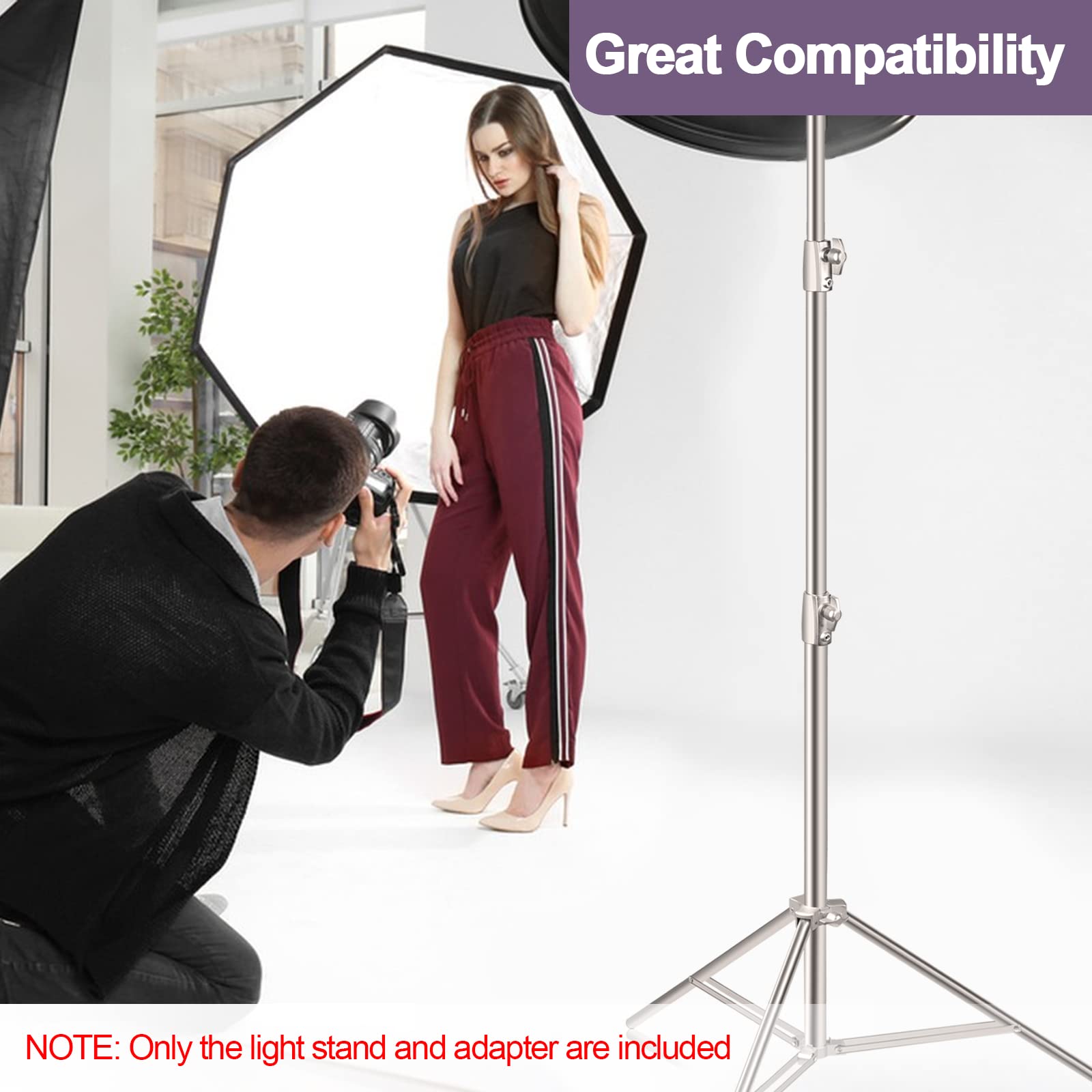 EMART 9.2ft/2.8m Professional Stainless Steel Light Stand with Spring Cushion - Heavy Duty Photography Tripod with 1/4