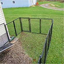 ALEKO Heavy Duty 5'x5'x4' Galvanized Steel Dog Kennel - Indoor & Outdoor Pet Playpen for Small, Medium & Large Dogs - Rust-Resistant Portable Travel Cage for Home, Yard, Camping & Road Trips (Black DK5X5X4SQ)