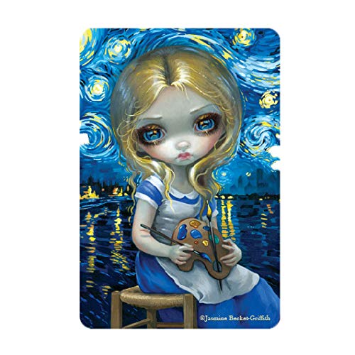 Arcane Vault - Gothic Fairy Tale Alice in Van Gogh Nocturne Wood Magnet by Jasmine Becket-Griffith | Laser-Cut, UV-Coated Decorative Fridge Magnet (1229-LM) | Perfect for Home, Office & Gift Giving