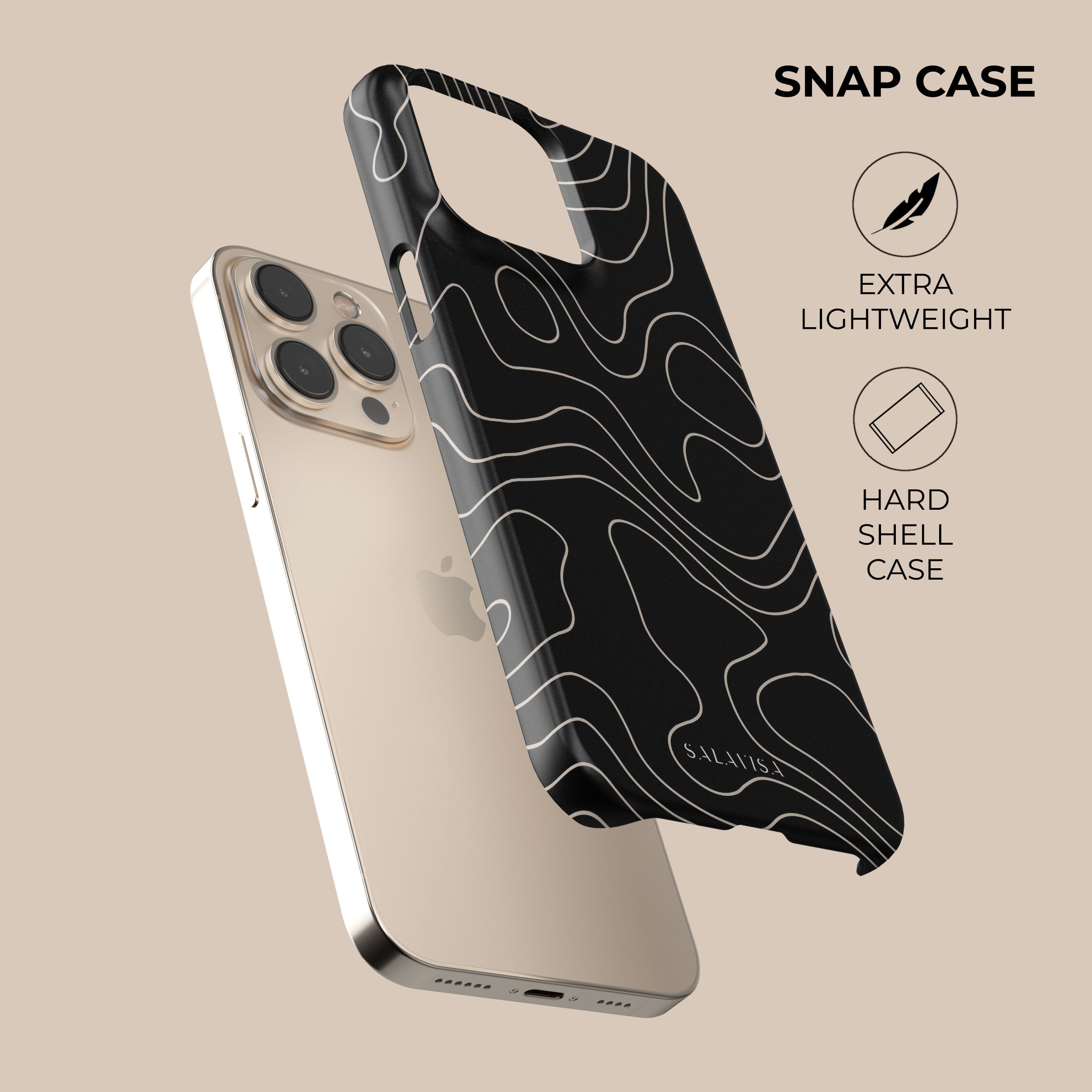 Premium Topographic Black Phone Case - Durable & Stylish Protective Cover for iPhone & Android - Perfect for Outdoor Adventures, Travel & Daily Use