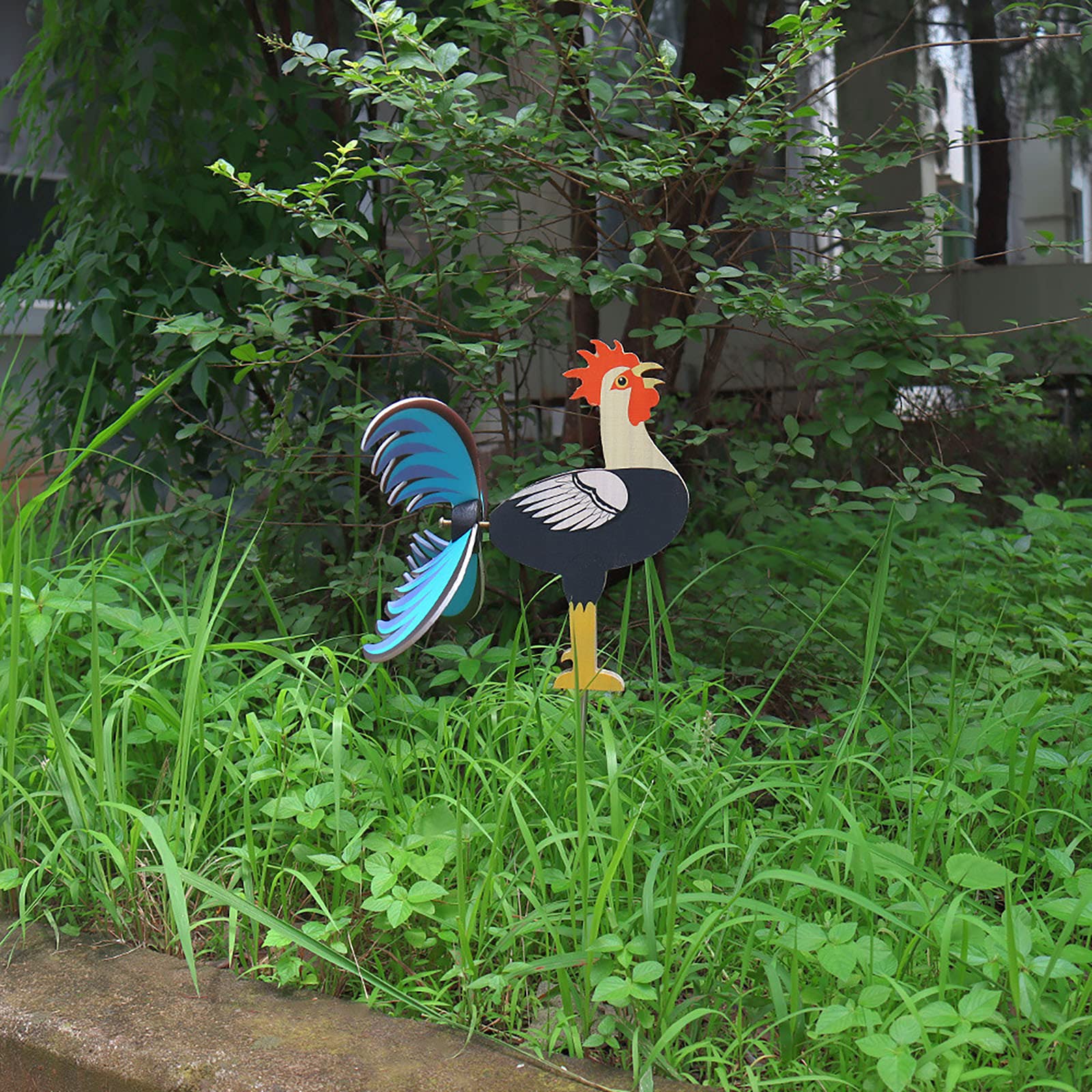 Rooster Windmill Garden Spinner - Whirly Chicken Tail Ornament & Dynamic Weathervane for Outdoor Decor - Vibrant Backyard Statue for Patio, Lawn, and Garden Decoration