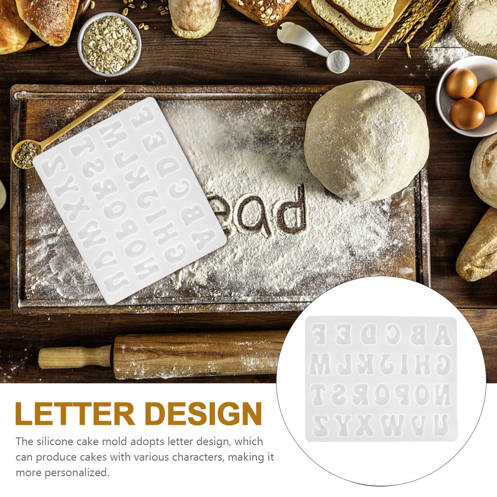 Alphabet Letter Stencil Silicone Mold Set for Cake, Fondant, Chocolate, Candy & Cookie Decorating - DIY Baking Tools for Birthday, Wedding & Party Desserts
