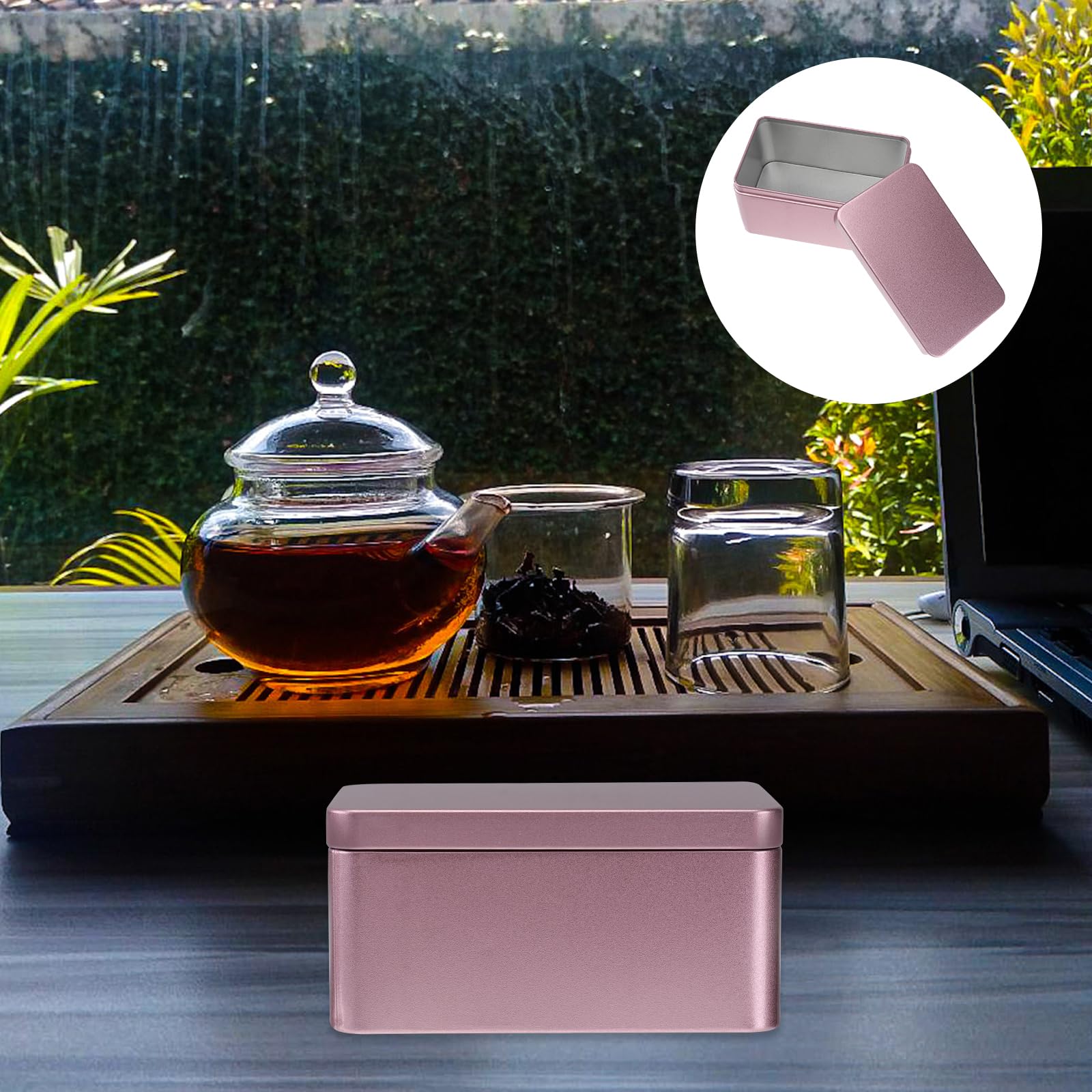 Zerodeko Decorative Metal Tin Box with Lid - Empty Storage Container for Tea, Jewelry, Cookies, Candy - Rectangular Organizer for Home, Office, Kitchen (Red) | Perfect for Gift Packaging, Craft Supplies & Pantry Organization