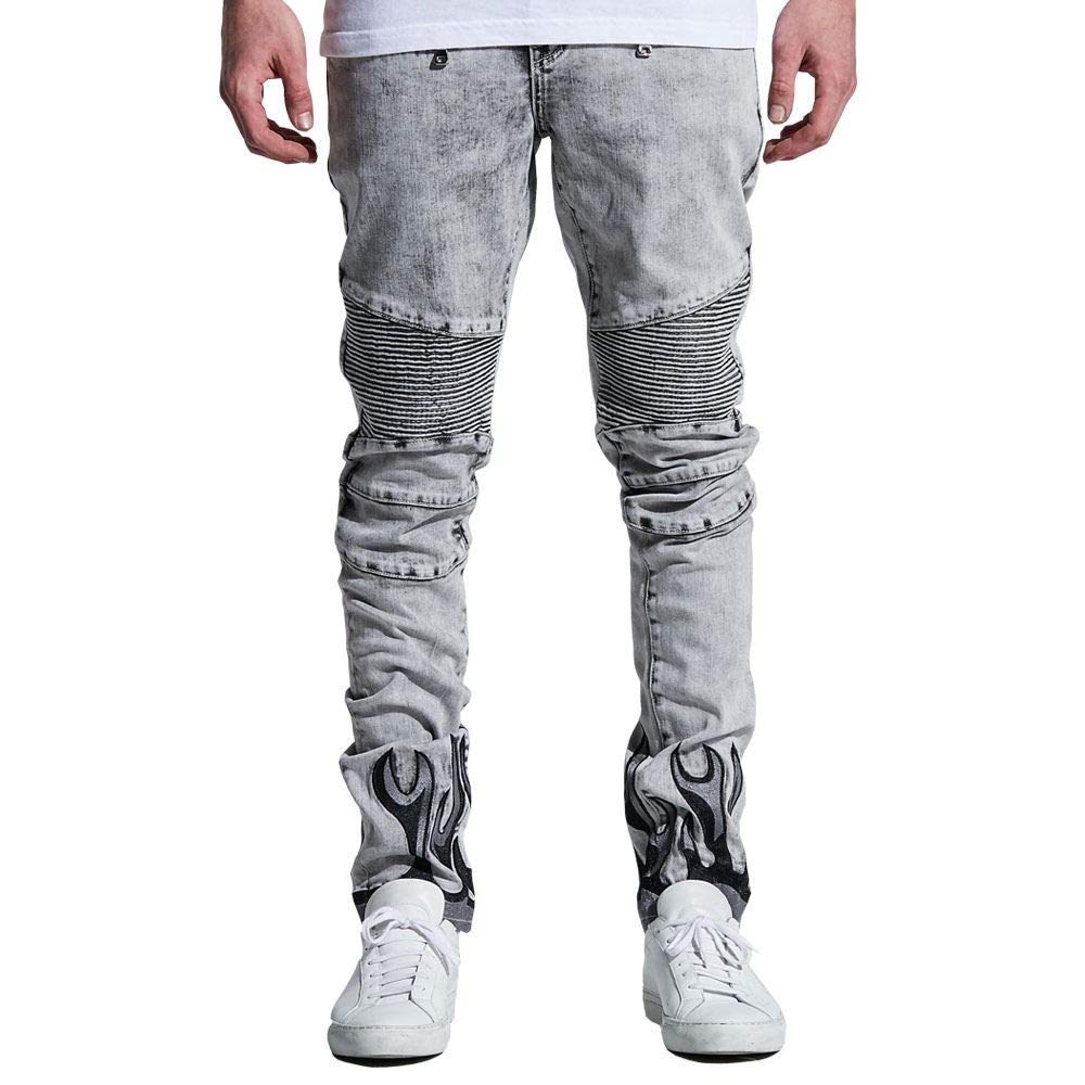 Embellish La Flame Biker Denim Jeans - Acid Bleached Wash Distressed Skinny Jeans for Women | Perfect for Motorcycle Riding, Streetwear & Casual Outfits