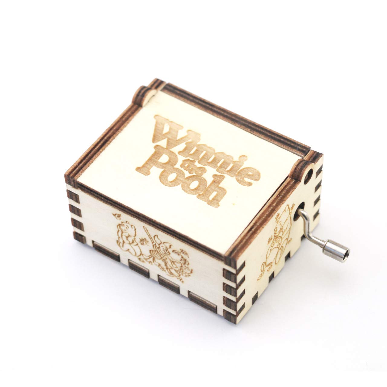 Youtang Hand-Cranked Wooden Music Box - Winnie the Pooh Carved Design, Retro Mechanical Musical Jewelry Box (Perfect for Birthday Gifts, Home Decor & Collectibles)