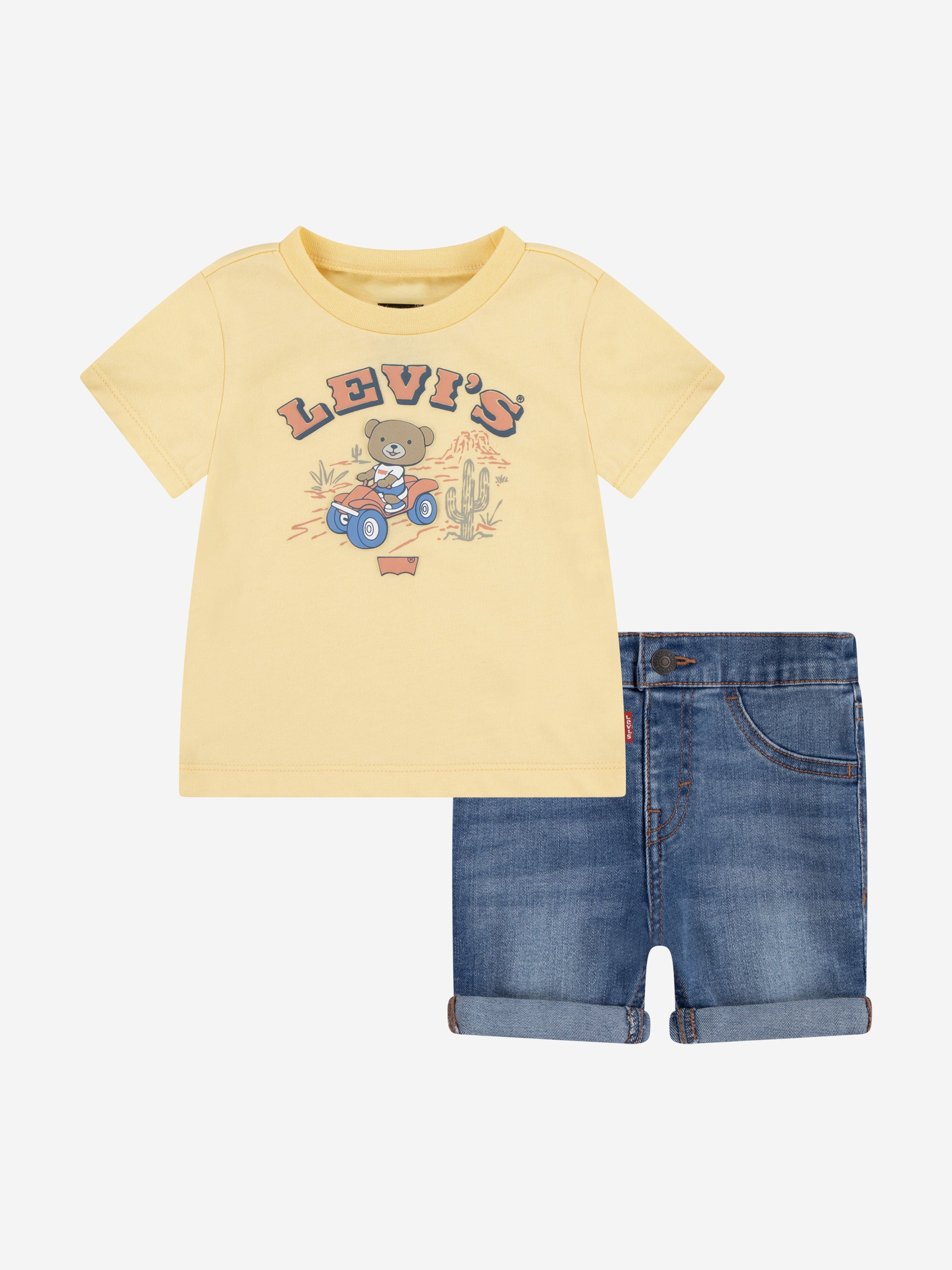Baby Boys Four Wheeler Denim Outfit Set - Yellow Cute Toddler Clothes for Playtime & Outdoor Adventures
