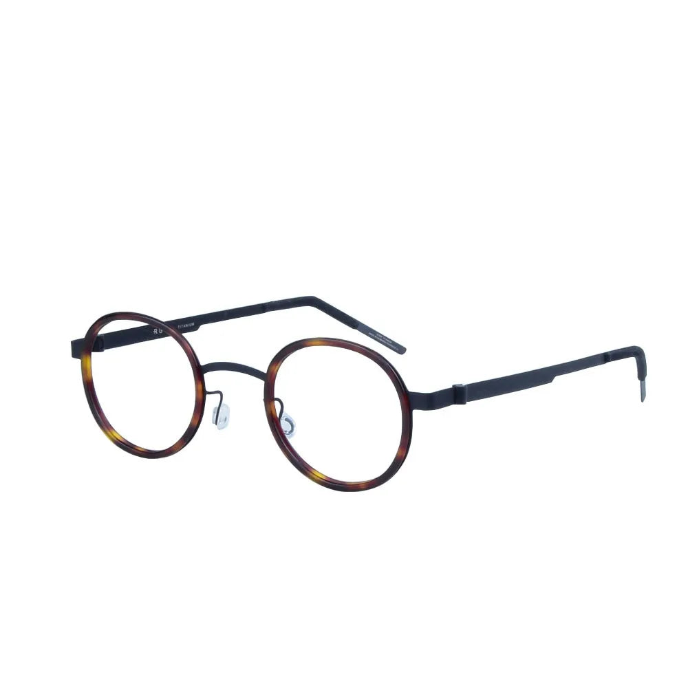 Unisex Full Rim Round Screwless Titanium Acetate Eyeglasses 3033 - Lightweight & Durable Frame for Men & Women - Perfect for Reading, Work & Everyday Use