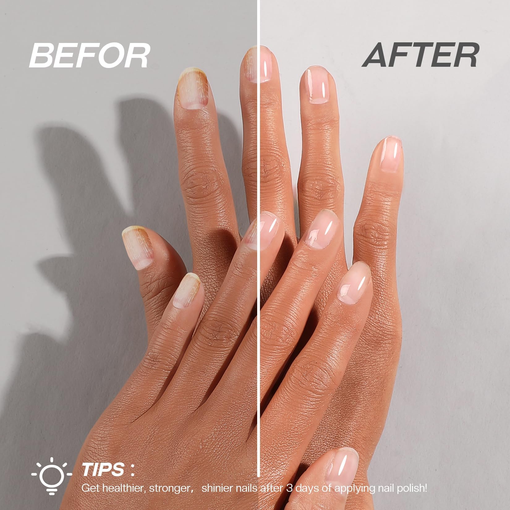 3-in-1 Clear Base Top Coat Nail Polish - Quick Dry Nail Strengthener & Growth Hardener for Damaged Nail Treatment & Repair (0.5 fl oz) - Perfect for Salon-Quality Manicures at Home, Nail Care Routine & Weak Nail Restoration
