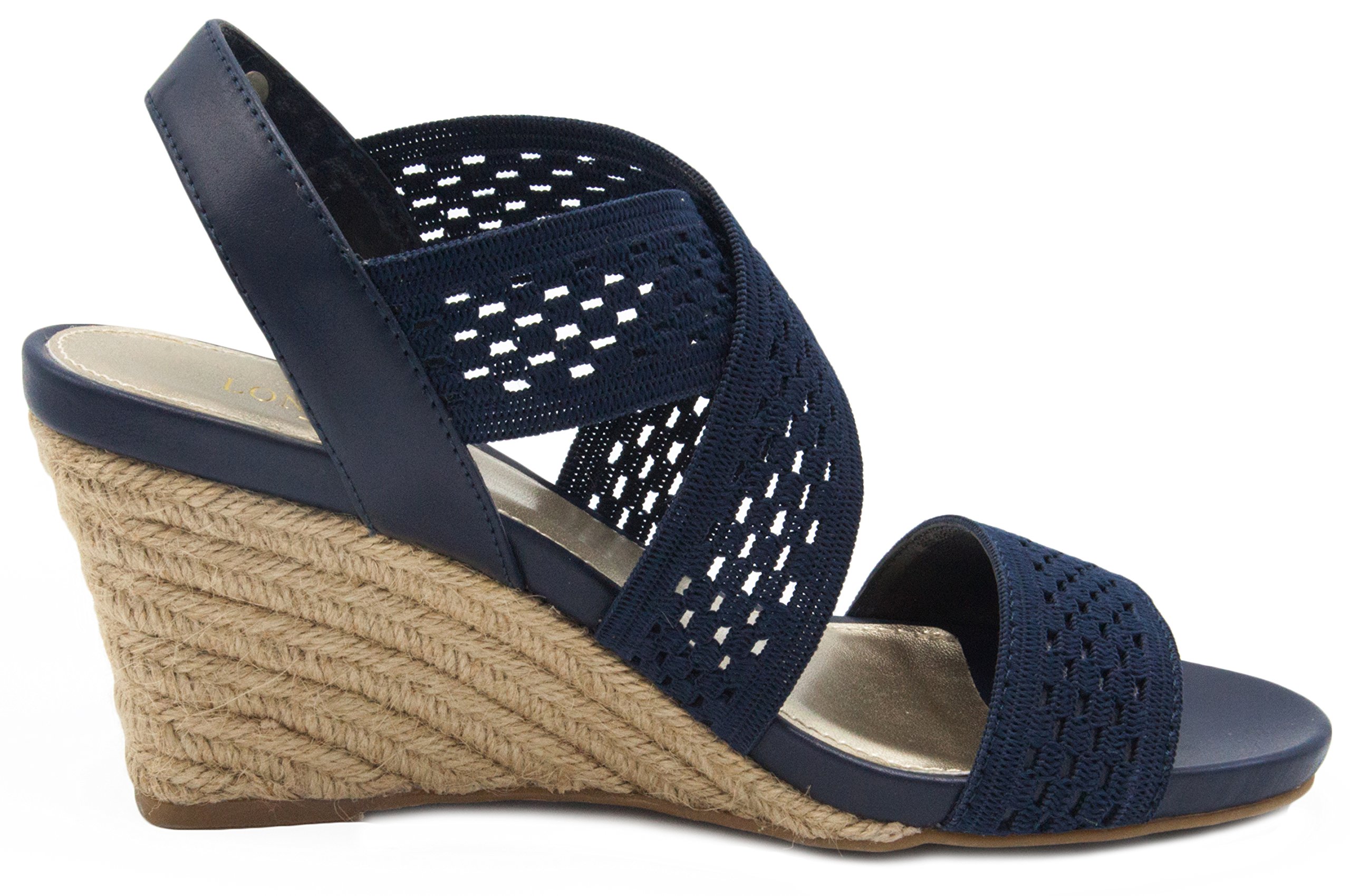 London Fog Women's Wedge Sandals - Open Toe Espadrilles for Summer Outings