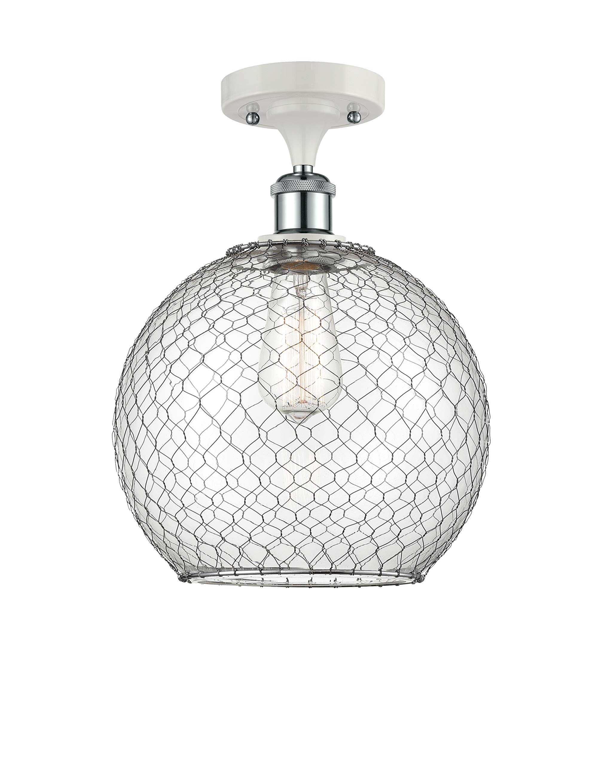 Ballston Collection Farmhouse Chicken Wire Semi-Flush Mount Light Fixture - Large 1-Light Rustic Ceiling Lamp for Kitchen, Dining Room & Country Style Home Decor