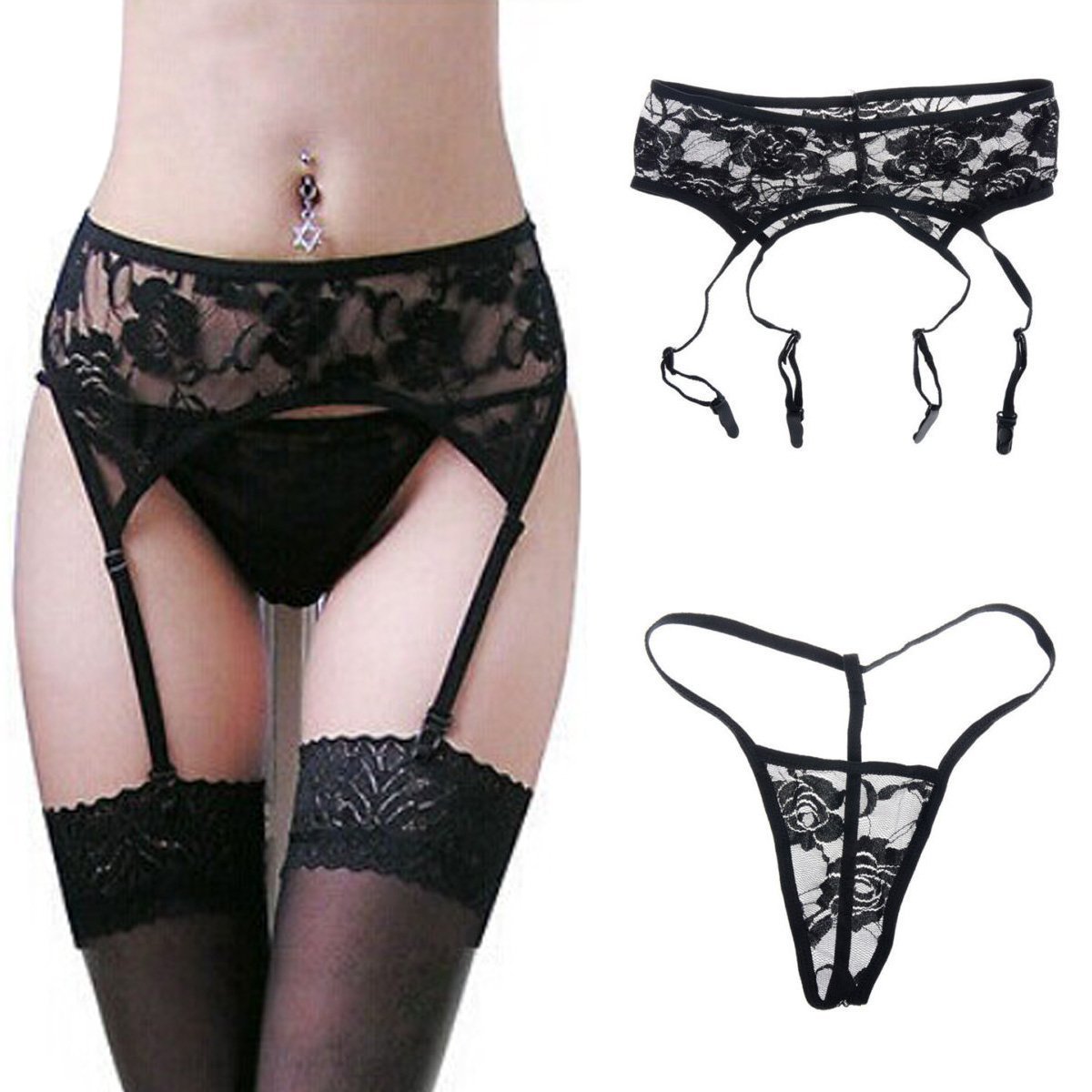 MAKFORT Women's Sexy Lace Garter Belt & Thigh High Stockings Set - Suspender Belt for Lingerie, Boudoir, Bridal & Role Play - Perfect for Valentine's Day & Romantic Nights
