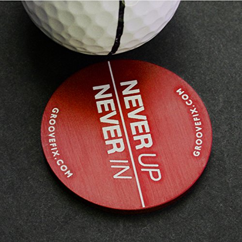 Never Up Never In BIG Golf Ball Marker (Red) – Perfect for Golfers to Mark Balls on the Green | Durable & Easy to Spot