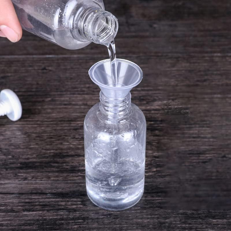 10-Pack Mini Clear Plastic Funnels - Narrow Neck Small Funnel Set for Perfume, Oils, Powders & Capsules | Kitchen, Lab & DIY Essential | Perfect for Bottle Filling, Essential Oils Transfer & Craft Projects