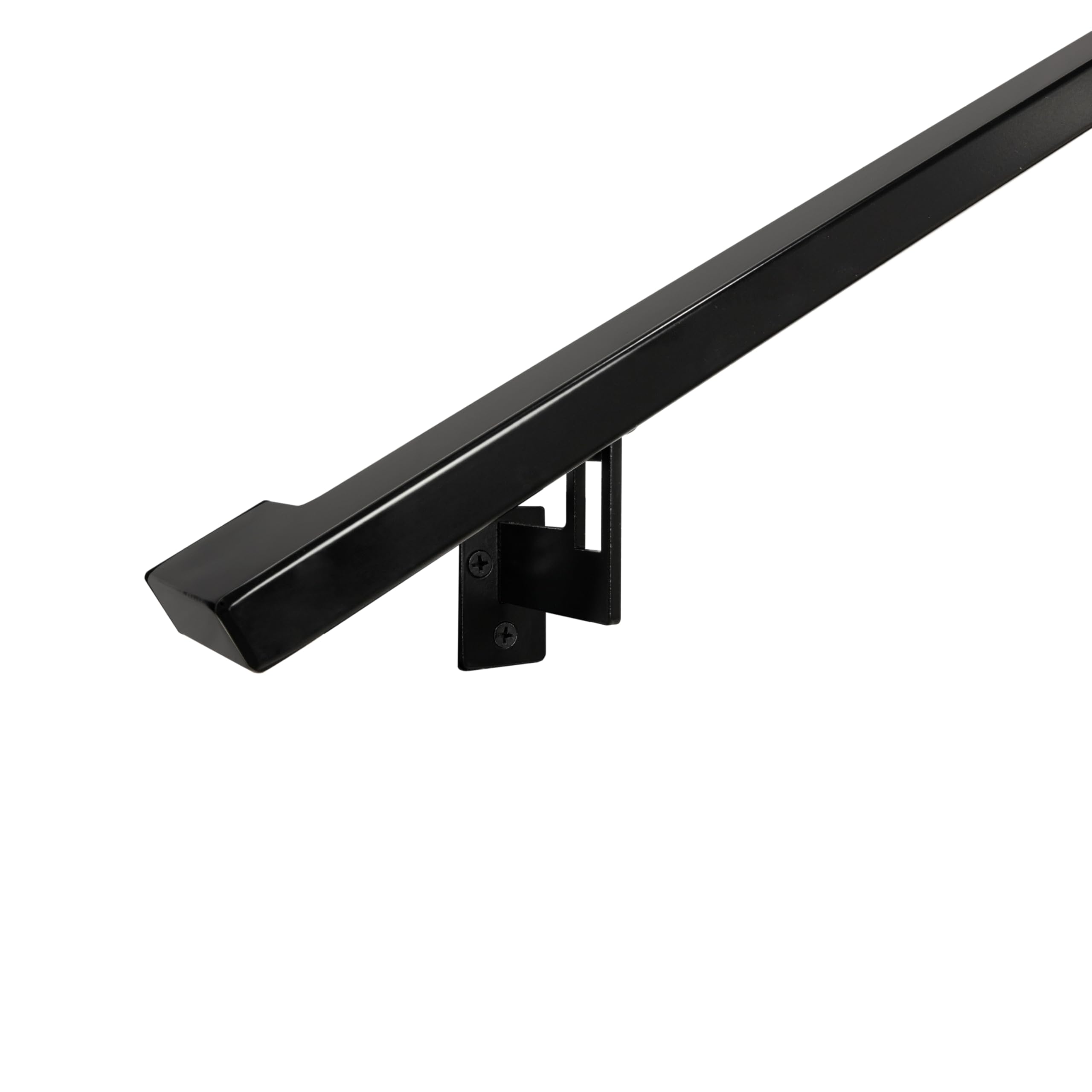 Modern Aluminum Handrail Grab Bar Kit with Adjustable Steel Brackets - 14ft Wall-Mounted Safety Rail in Matte Black Powder Coat for Stairs, Bathroom & Elderly Home Safety