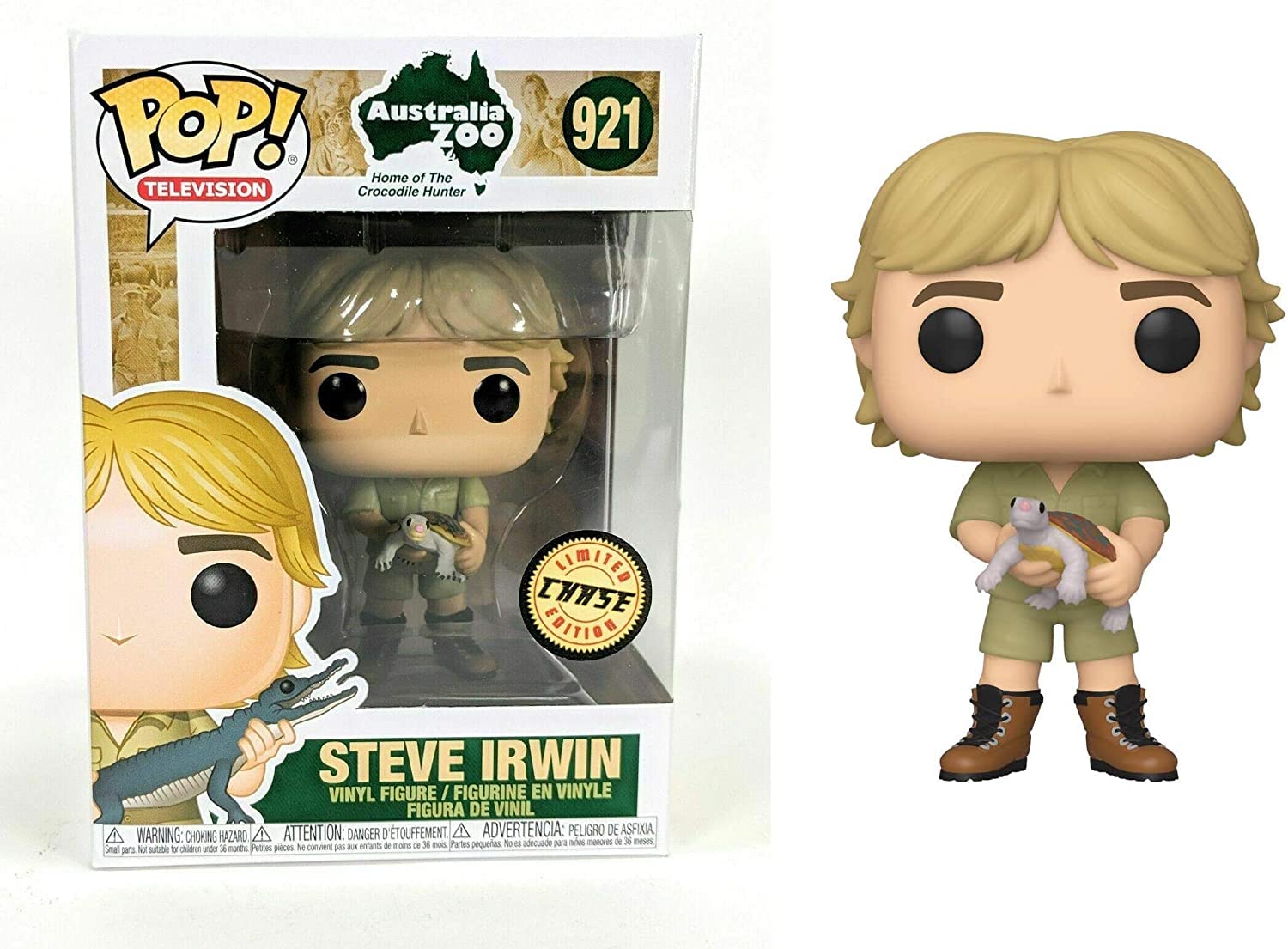 Steve Irwin The Crocodile Hunter Chase Edition Pop TV Vinyl Figure with Turtle - Includes Pop Box Protector Case - Collectible Funko Pop for Animal Lovers & Adventure Fans - Perfect for Display, Gifts, and Pop Culture Collections