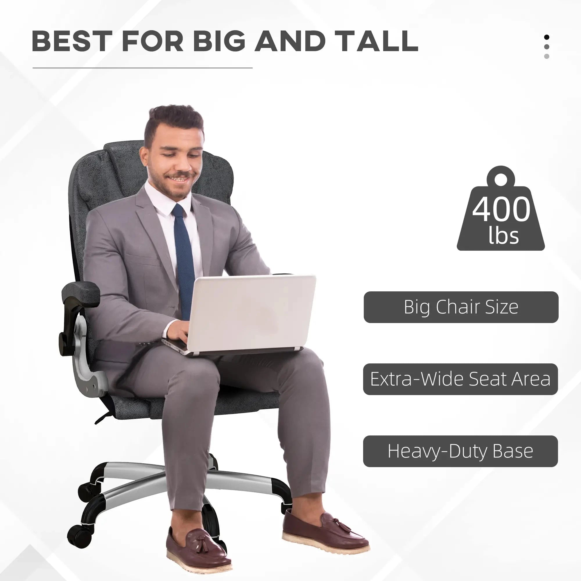 Premium Heavy Duty Microfiber Office Chair - Charcoal Grey - Ergonomic Support for Long Hours, Home & Office Workspace Comfort