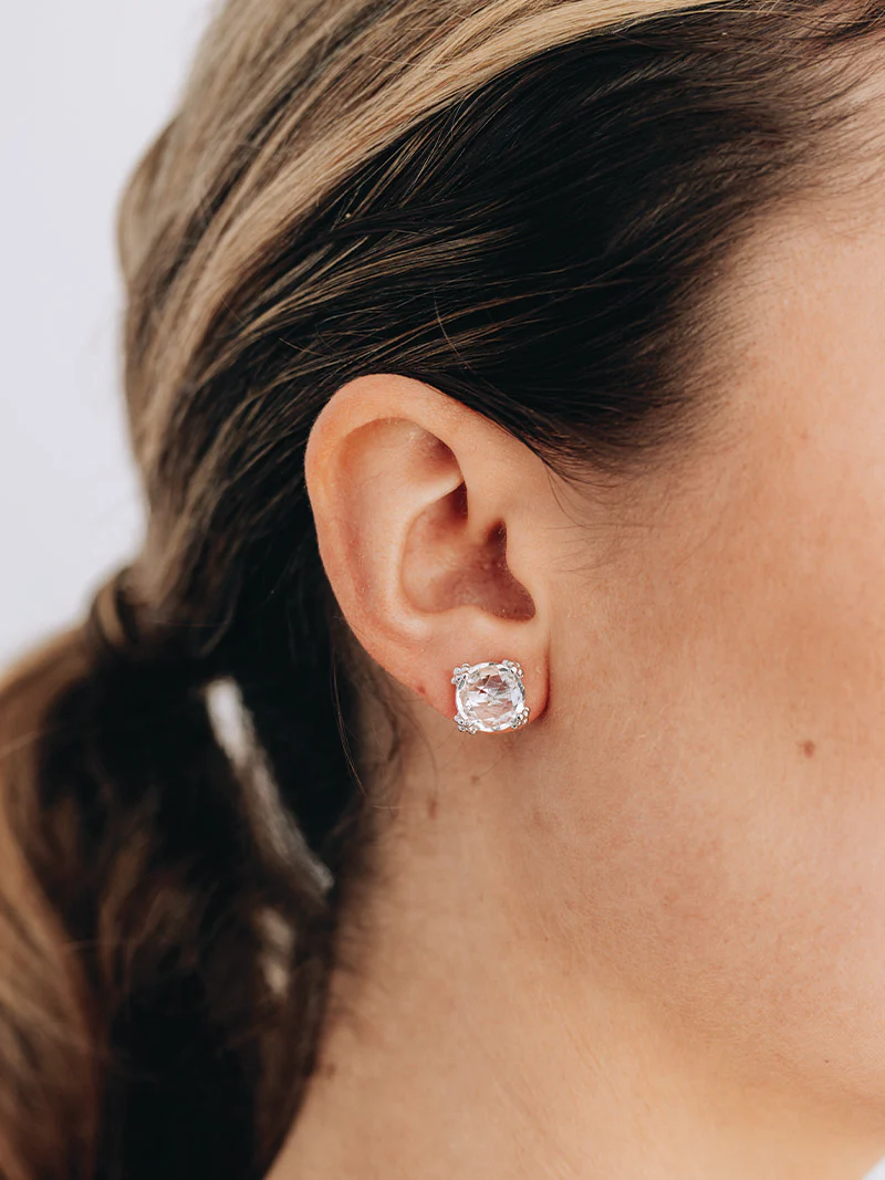 Dewdrop Cluster Stud Earrings - Clear Topaz & Sterling Silver for Women | Elegant Jewelry for Parties, Weddings & Everyday Wear