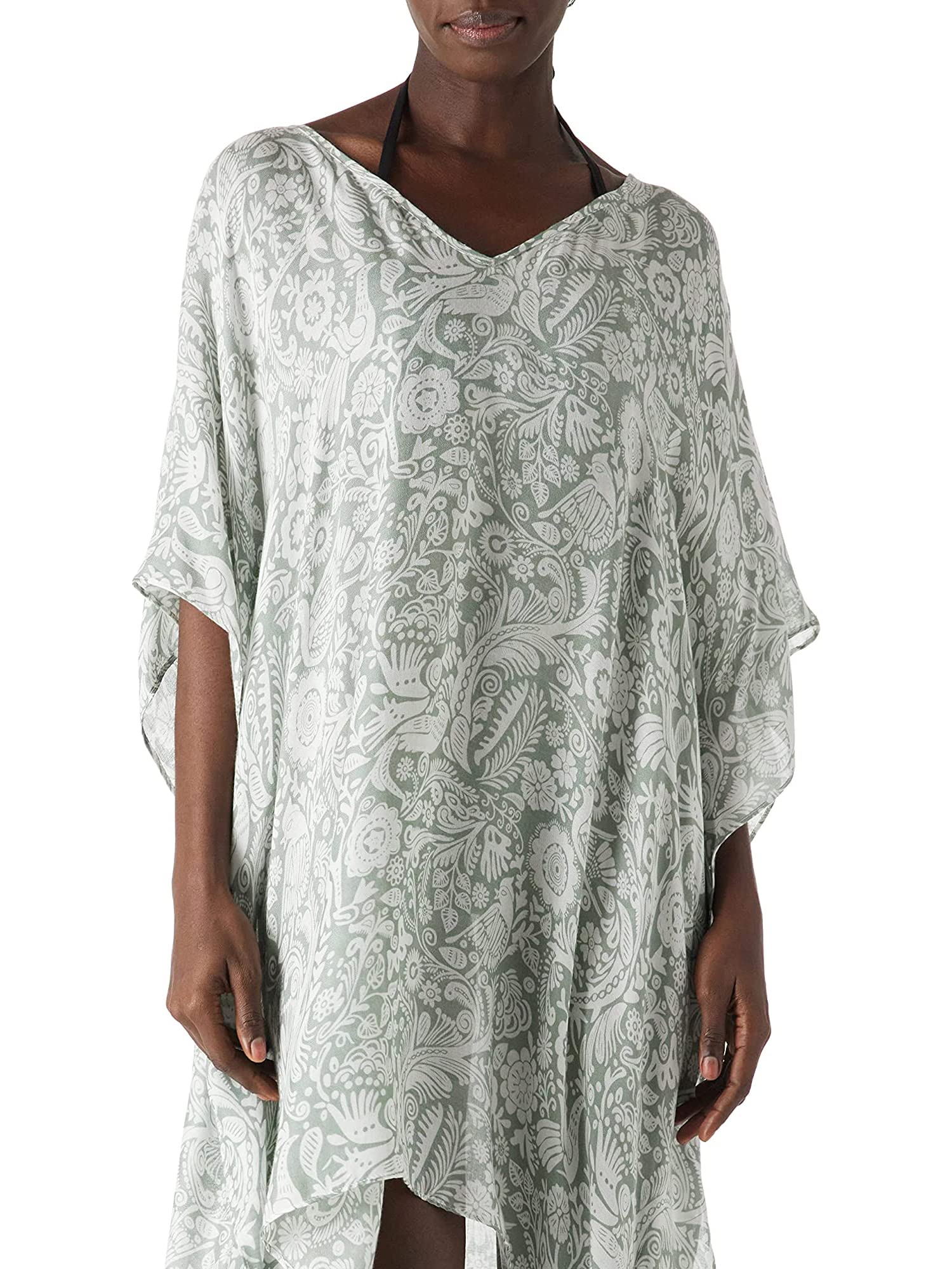 Floral Print Women's Swimsuit Cover Up - Lightweight Beach Kaftan for Pool, Vacation & Summer Outfits | Perfect for Beach Parties, Resort Wear & Tropical Getaways