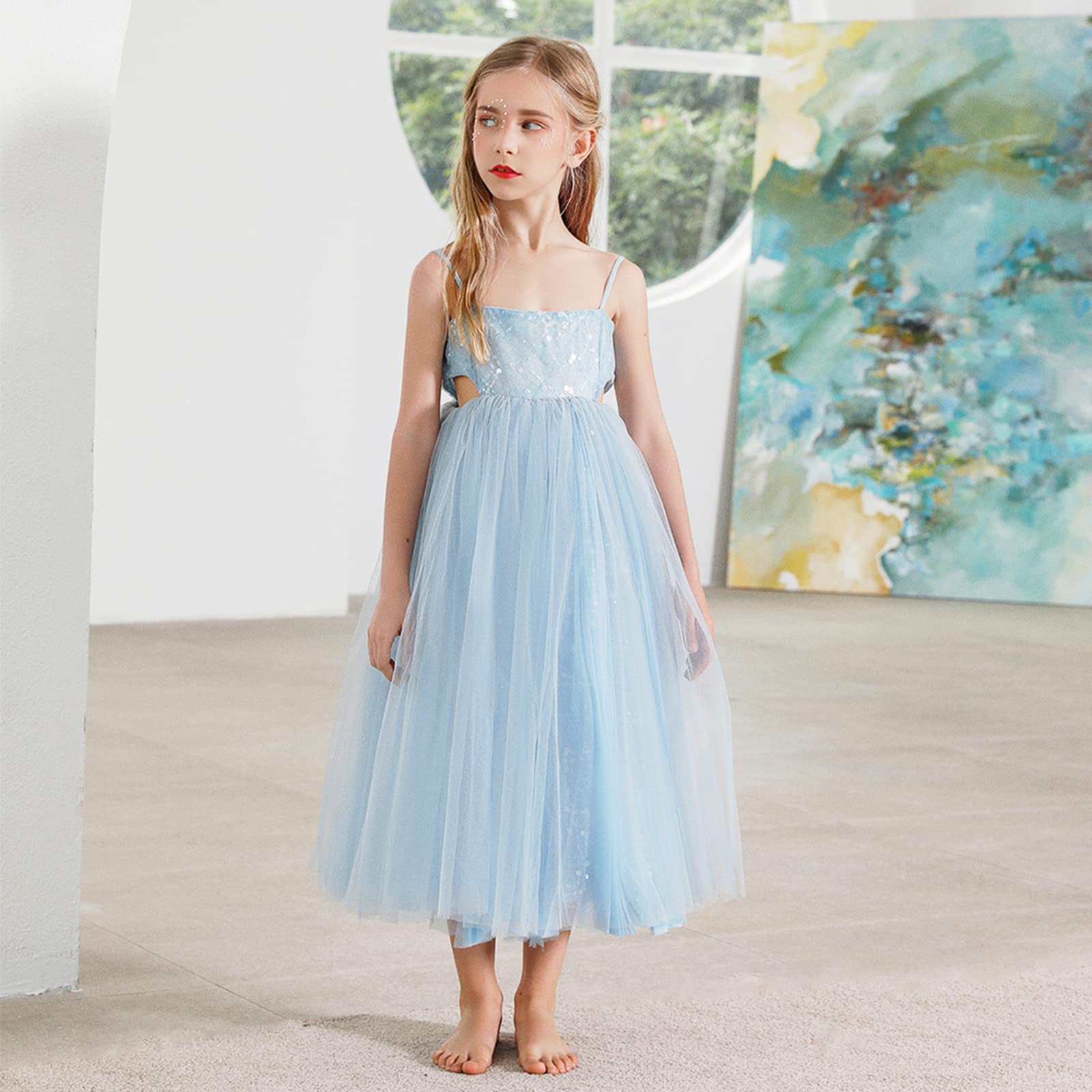 Royal Blue Tulle Flower Girl Dress for Weddings, Pageants & Holiday Parties - Princess Style Gown for Girls Size 12T (Perfect for Bridal Showers, First Communion & Special Occasions)