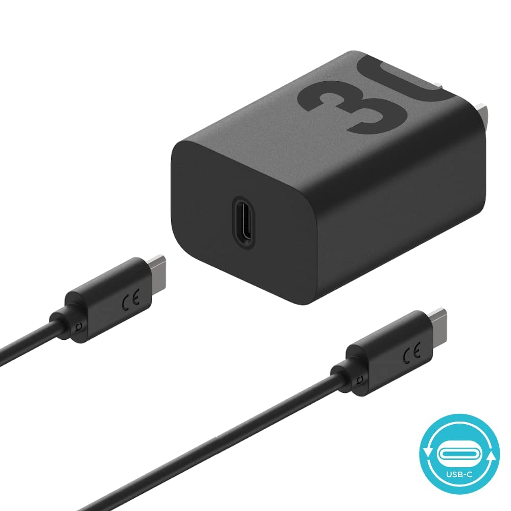 Motorola TurboPower 30W USB-C Fast Charger with 1m USB-C to USB-C Cable - Compatible with Moto G Power 5G (2024), Edge 5G UW, Edge+ (2022/2023), Razr+ (2023), ThinkPhone - Perfect for Travel, Home & Office Fast Charging