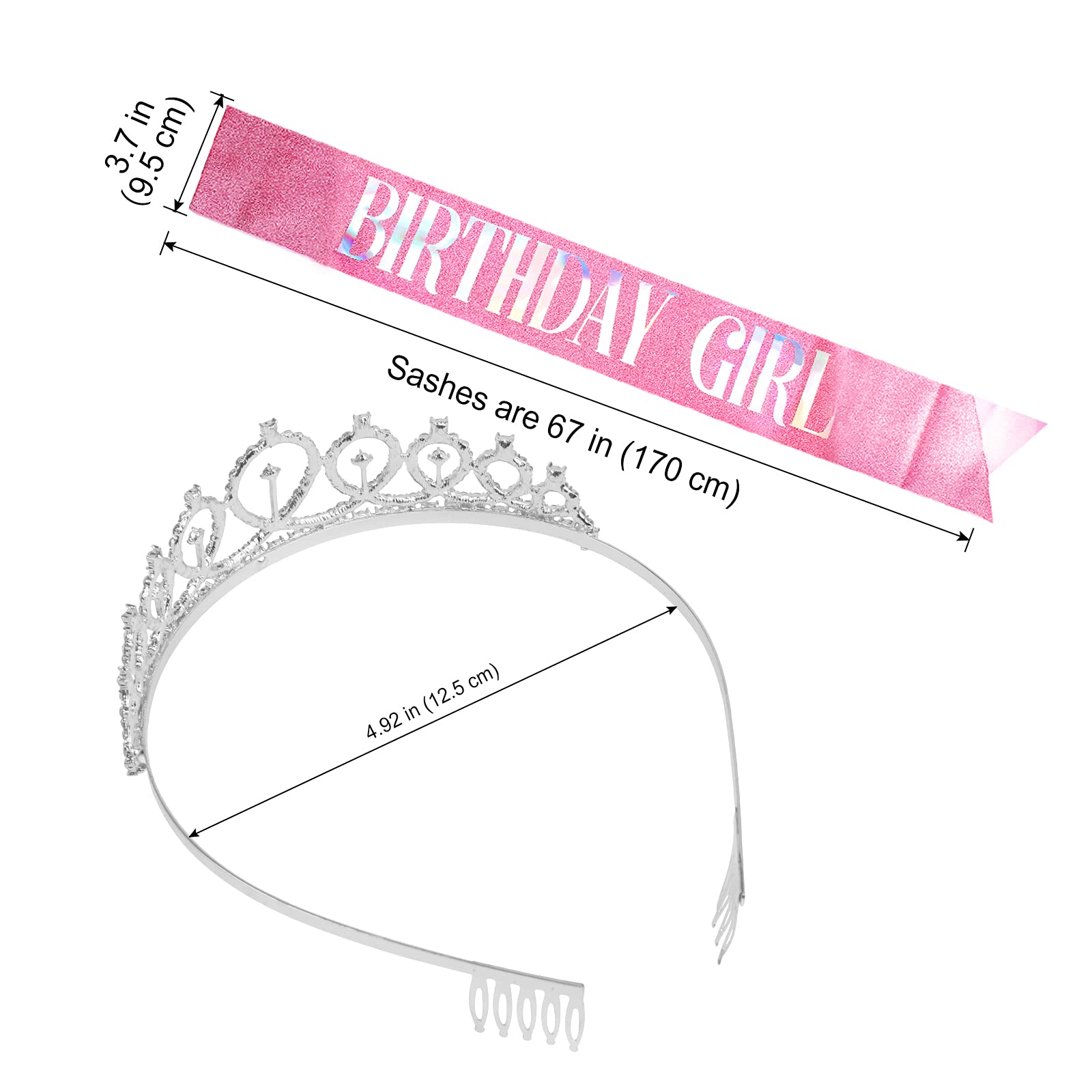 **CIEHER Pink Rhinestone Tiara & Birthday Crown Set for Women & Girls - Birthday Party, Prom Costume Accessories, Decorations & Gifts - Perfect for Princess-Themed Parties & Special Occasions**