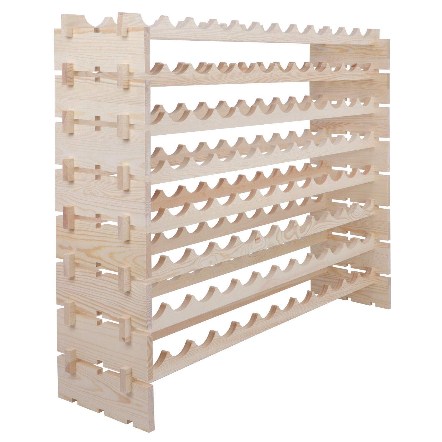 Premium Stackable Wooden Wine Rack - Holds 96 Bottles, Wall Mountable for Kitchen, Bar, Cellar or Wine Shop Display - Space Saving Wine Storage Organizer for Home & Commercial Use