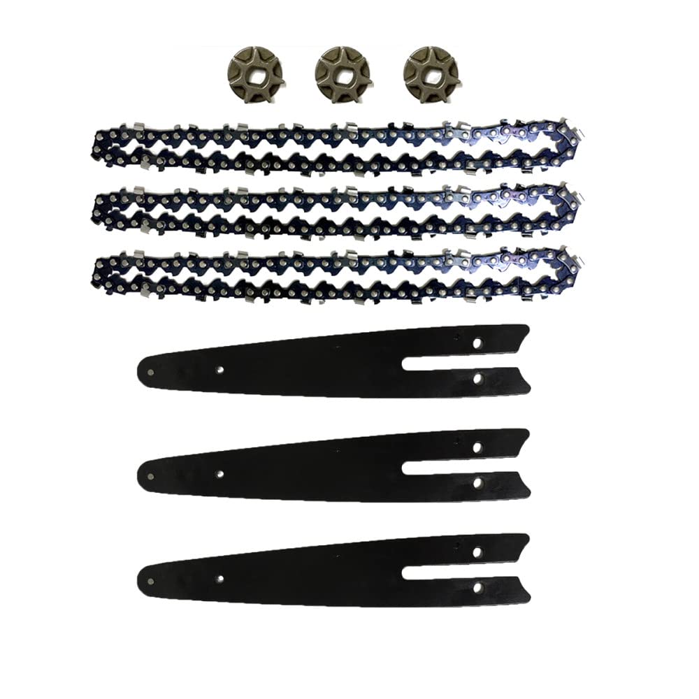 6-Inch Rechargeable Chainsaw Spare Blades - 3-Piece Set for Mini Chainsaws | Durable 24cm Saw Chain Replacement Blades | Perfect for Wood Cutting, Tree Pruning & DIY Projects