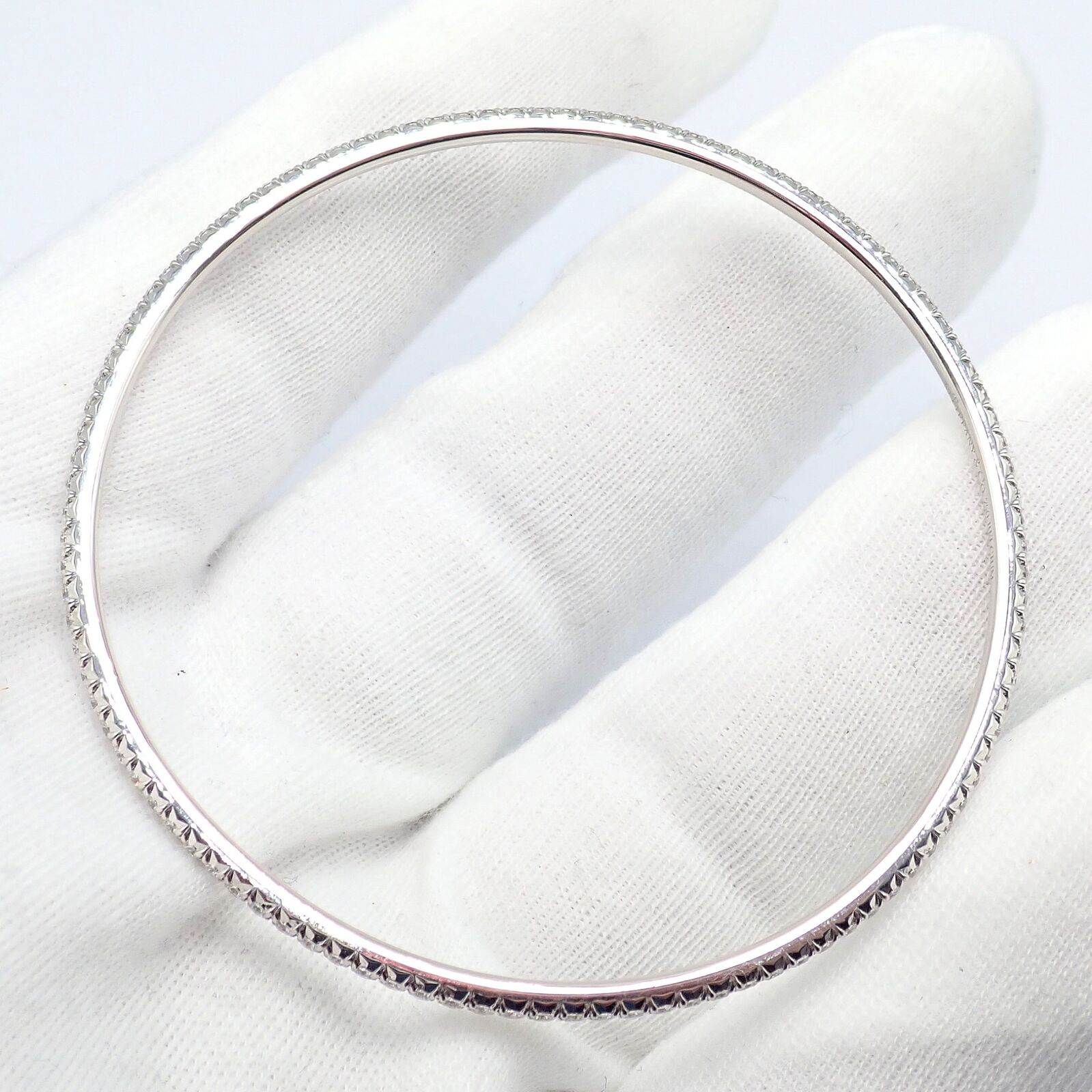 Authentic Tiffany & Co Metro 18k White Gold Diamond Bangle Bracelet - Luxury Jewelry Gift for Women, Perfect for Weddings, Anniversaries & Special Occasions