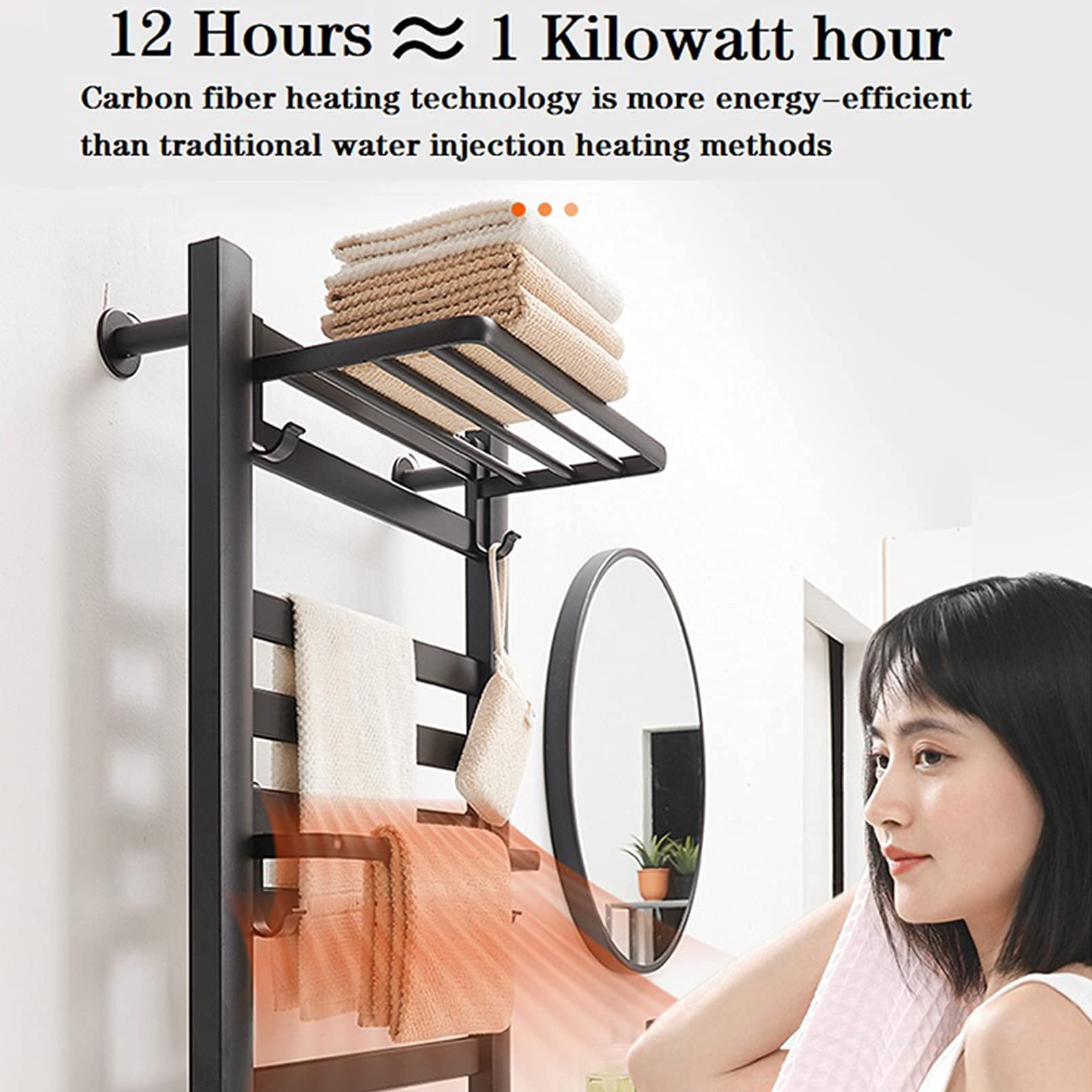 Premium Wall Mounted Towel Warmer for Bathroom - 220V Plug-in Electric Towel Heater with Timer, Energy Saving & Lightweight Design - Perfect for Spa, Gym & Luxury Home Use (Silver, 10 Bars / Black, 6 Bars)