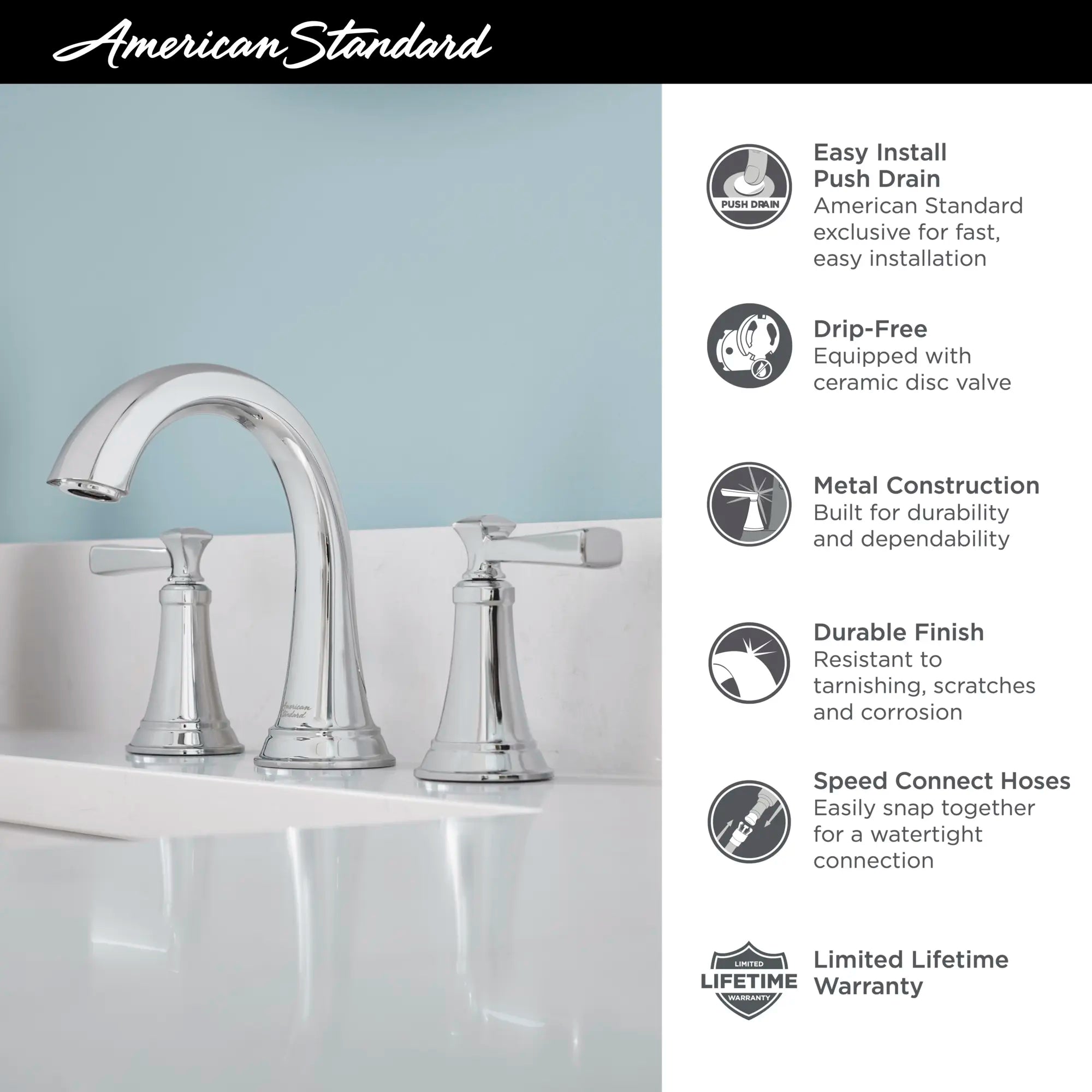 Glenmere 8 Inch Widespread 2 Handle Bathroom Faucet - 1.2 GPM/4.5 LPM Water-Saving Design with Lever Handles - Perfect for Modern Bathroom Vanities and Powder Rooms