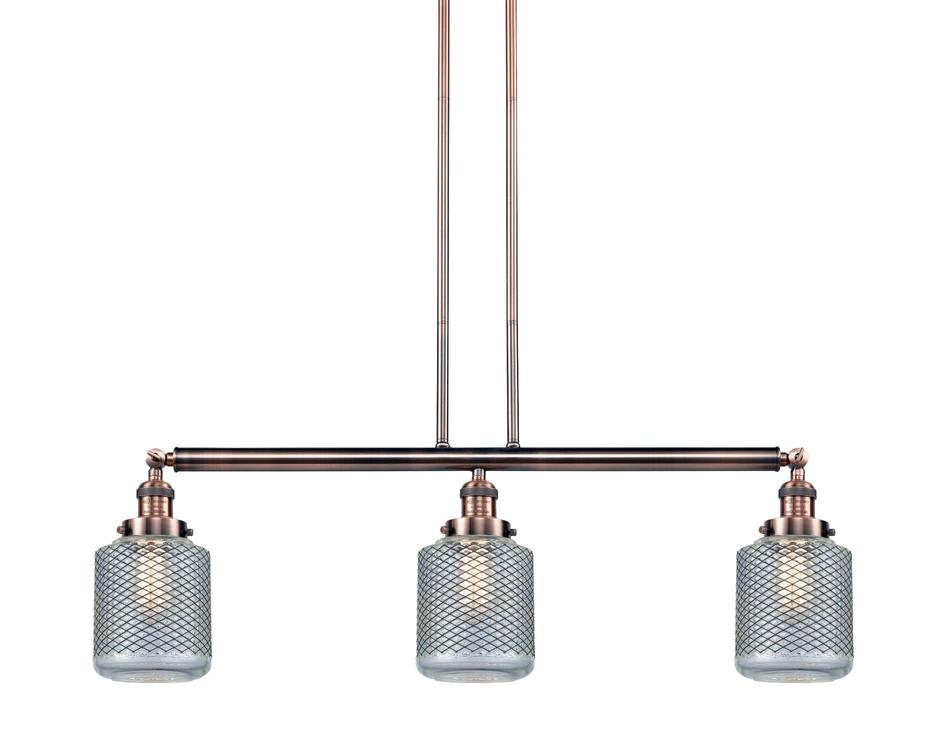 Stanton 3-Light Island Pendant Light Fixture in Antique Copper - Modern Kitchen Lighting for Dining Room & Bar Counter Decor
