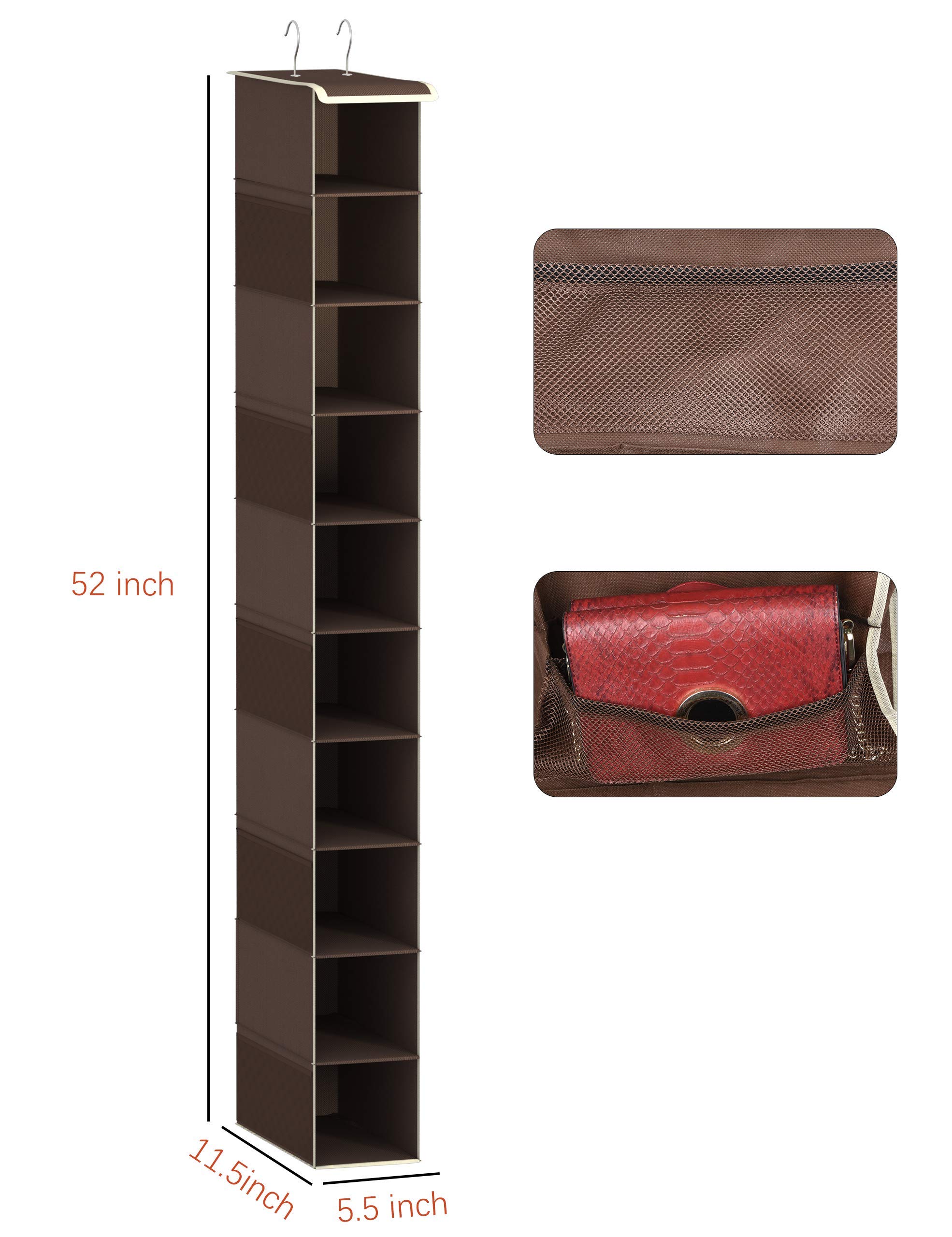 Coastal Rose 10-Tier Hanging Shoe Organizer for Closet - Space Saving Shoe Storage Rack & Hanger - Perfect for Bedroom, Entryway, and Dorm Organization