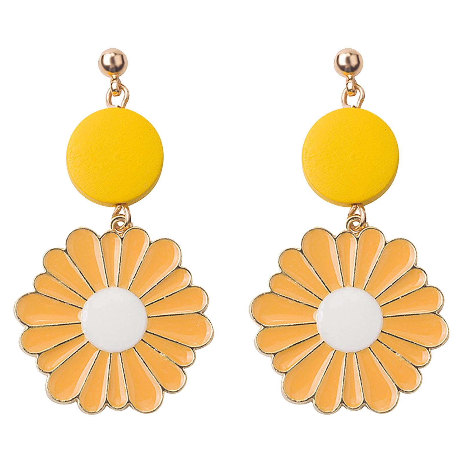 Stylish Summer Flower Earrings for Women - Korean Cute Jewelry, Dainty Nail & Student Fashion Accessories (Yellow, One Size) - Perfect for Daily Wear, Parties & Gifts