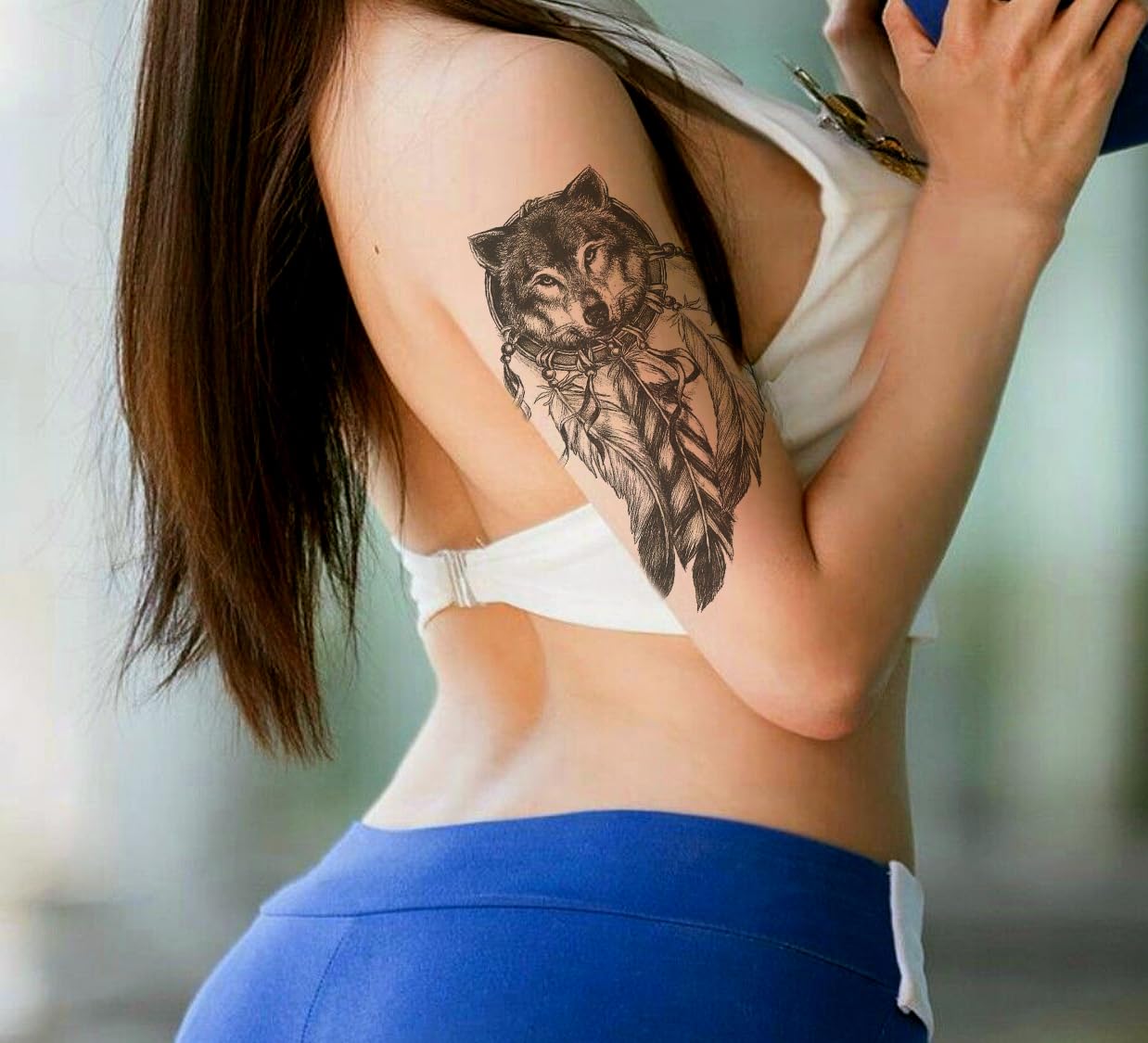 Waterproof Temporary Tattoo Stickers for Men & Women - 3D Realistic Flowers, Butterflies, Stars, Wolves & Armband Designs (21X15 cm) | Perfect for Parties, Halloween Costumes & Body Art Enthusiasts | HB-577