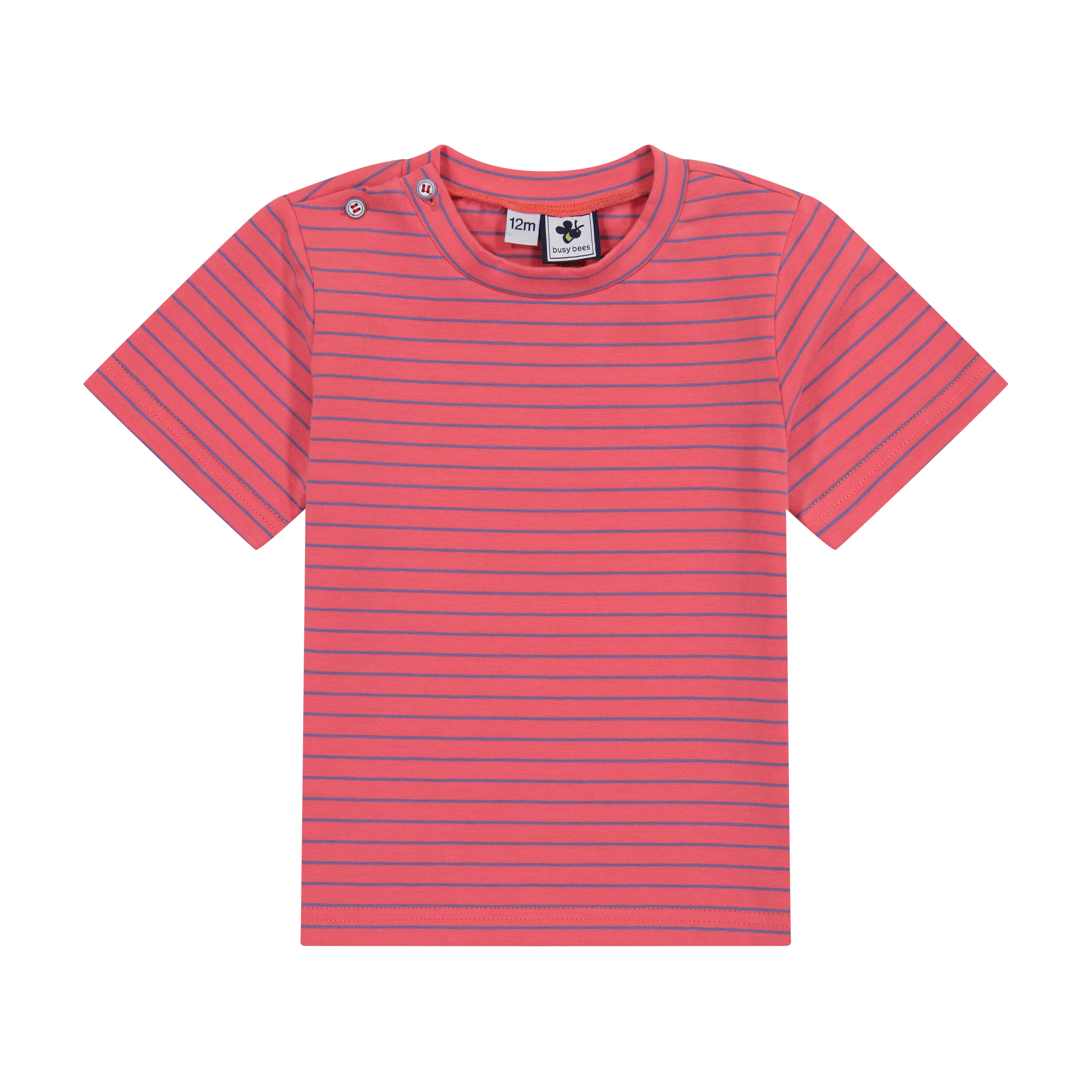 Henry Boys Button Shoulder Tee - Red & Navy Striped Casual Shirt for Kids | Perfect for School, Playdates & Family Outings
