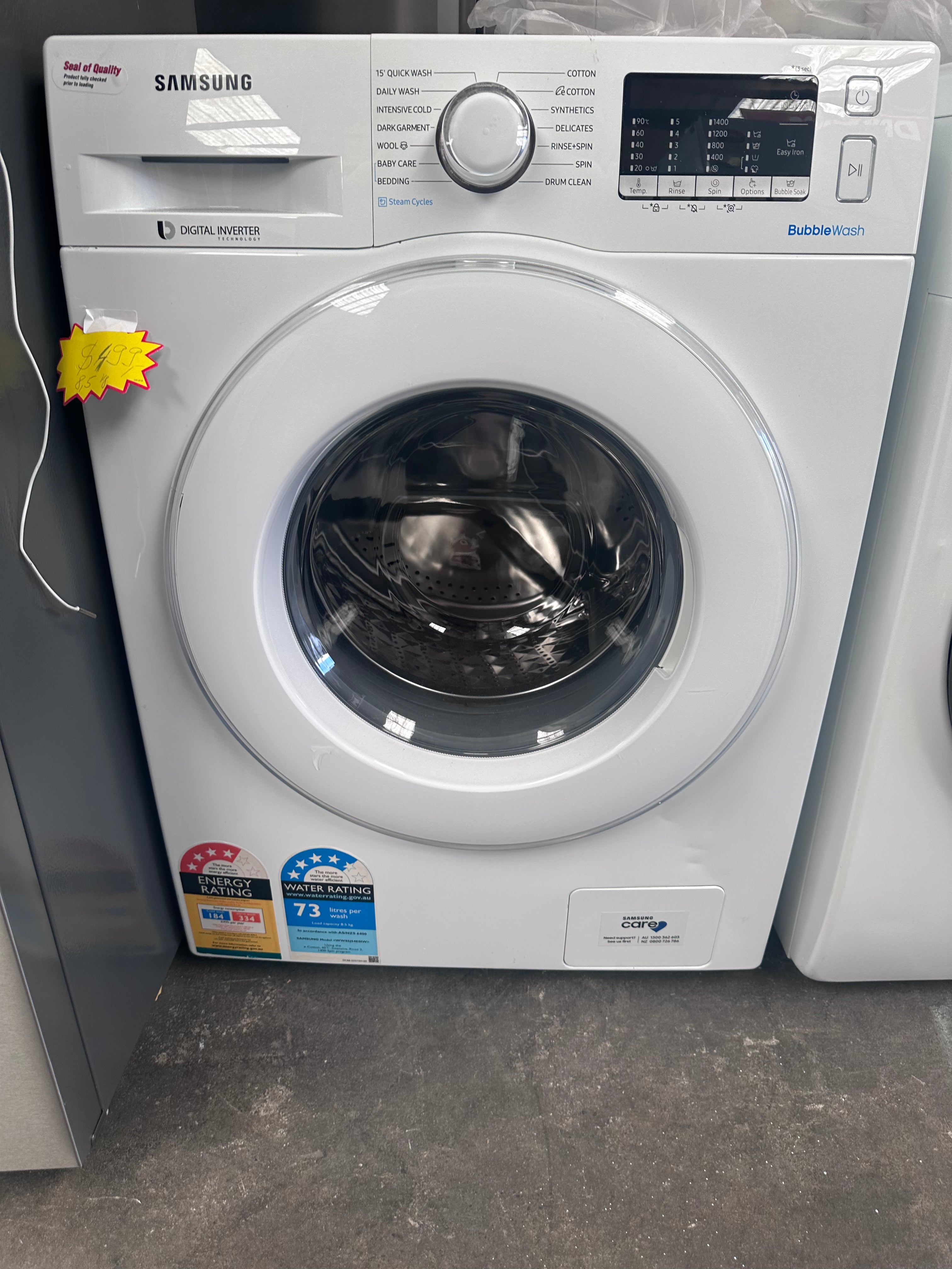 Refurbished Samsung 8.5kg BubbleWash Front Loading Washing Machine - Perfect for Apartments, Small Homes & Laundry Rooms