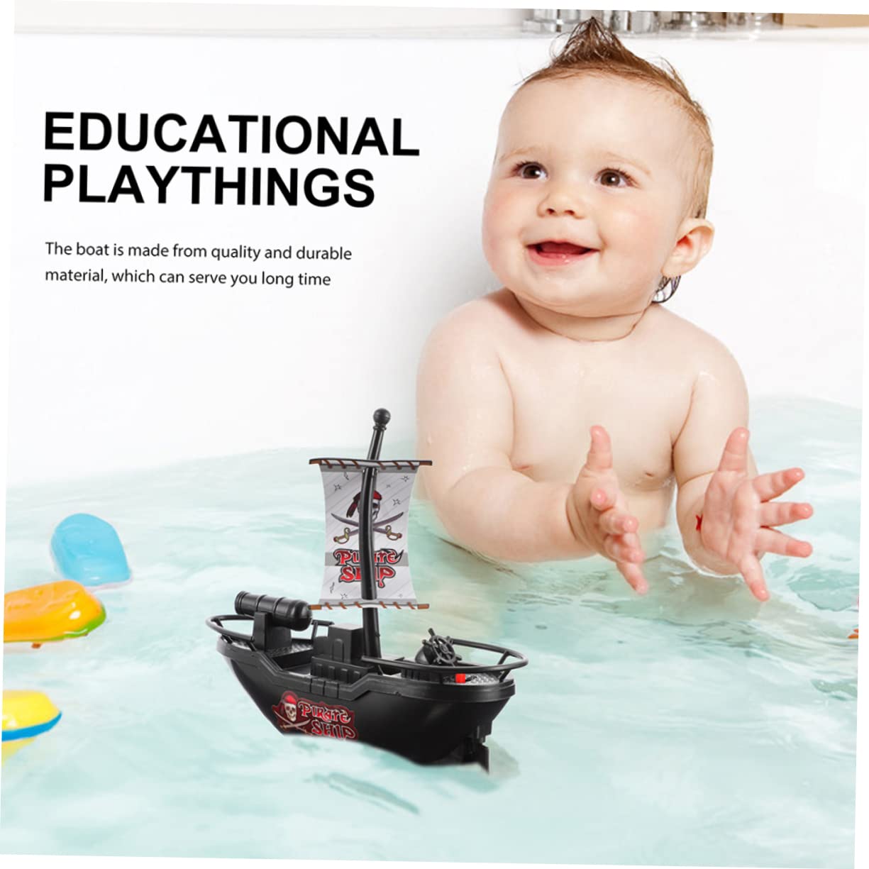 UPKOCH 6 Pack Motorized Pirate Boat Toys for Kids - Floating Pool Bath Toys Set - Durable Plastic Water Play Boats for Summer Fun | Perfect for Swimming Pools, Bathtubs & Outdoor Water Play