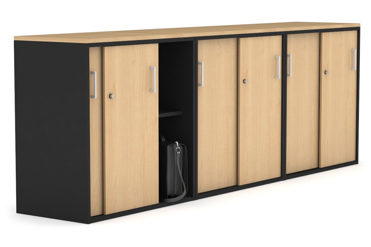Modern 2400W x 900H x 450D Sliding Door Credenza for Office & Home - Medium Uniform Storage Cabinet with Smooth Gliding Doors - Perfect for Living Room, Bedroom or Entryway Organization