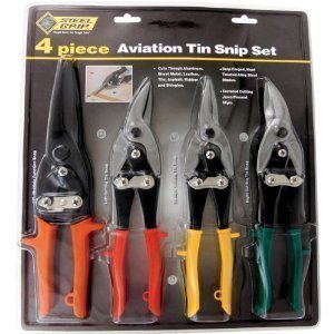 Steel Grip 10-Inch Stainless Steel Aviation Snips - Curved & Straight Set of 4 - Heavy Duty Metal Cutting Shears for DIY, HVAC, Roofing & Sheet Metal Work