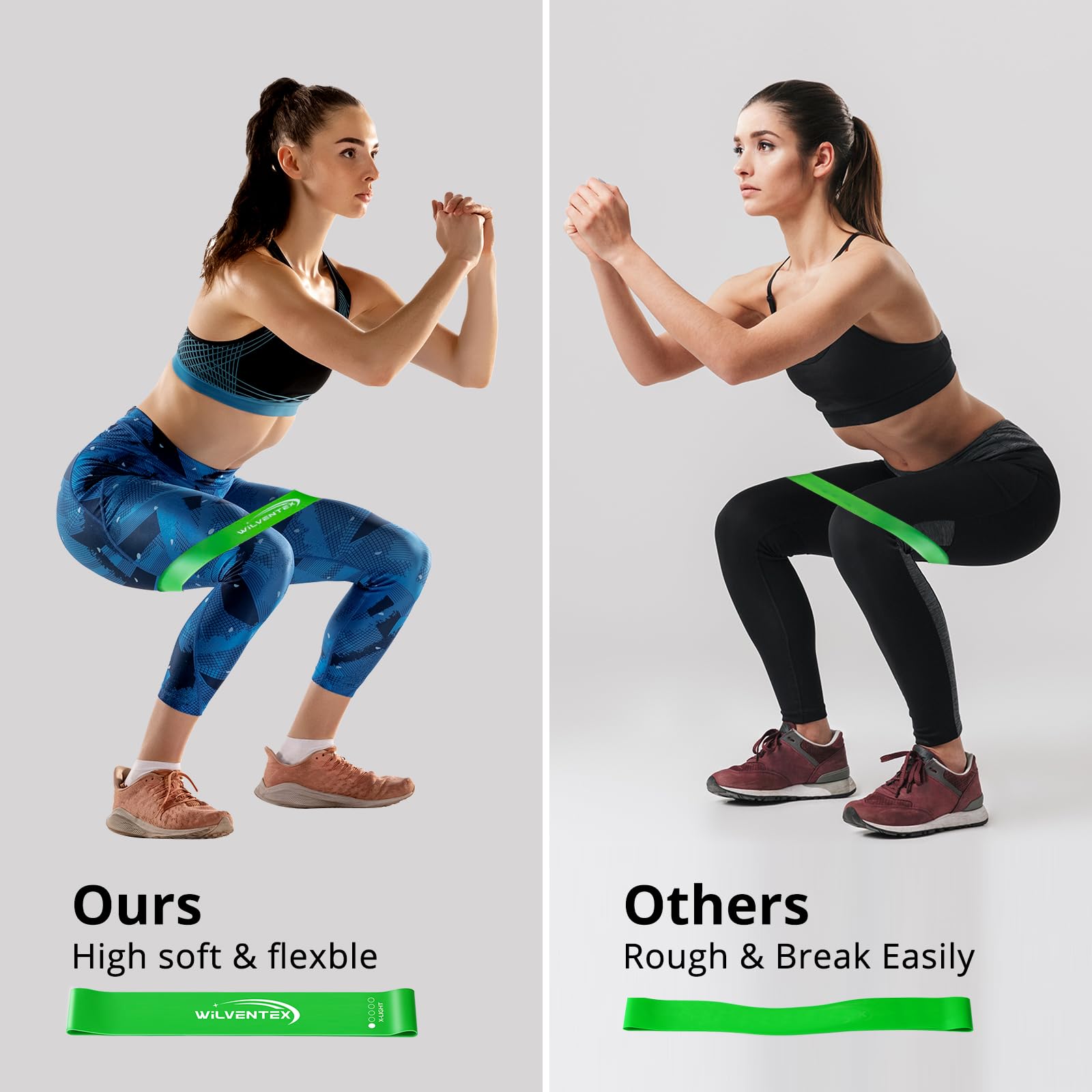 Premium WILVENTEX Resistance Bands Set - 5 Natural Latex Loop Bands (10LBS-115LBS) for Strength Training, Yoga, Physical Therapy & Home Workouts | Perfect for Gym, Stretching & Fitness Exercises
